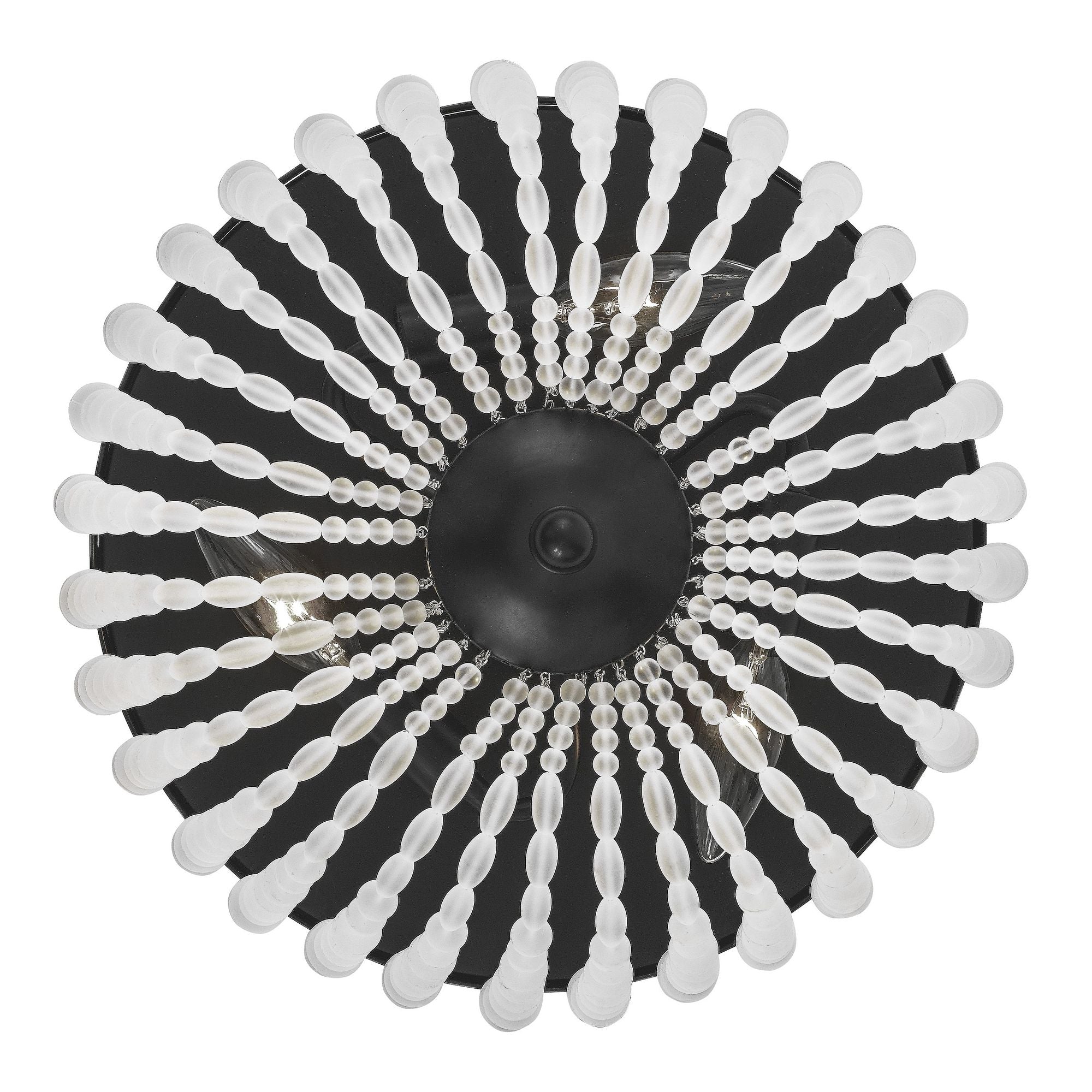 Rylee 3 Light Matte Black Flush Mount Frosted Glass Beads 12.5"W x 6.5"H x 12.5"D