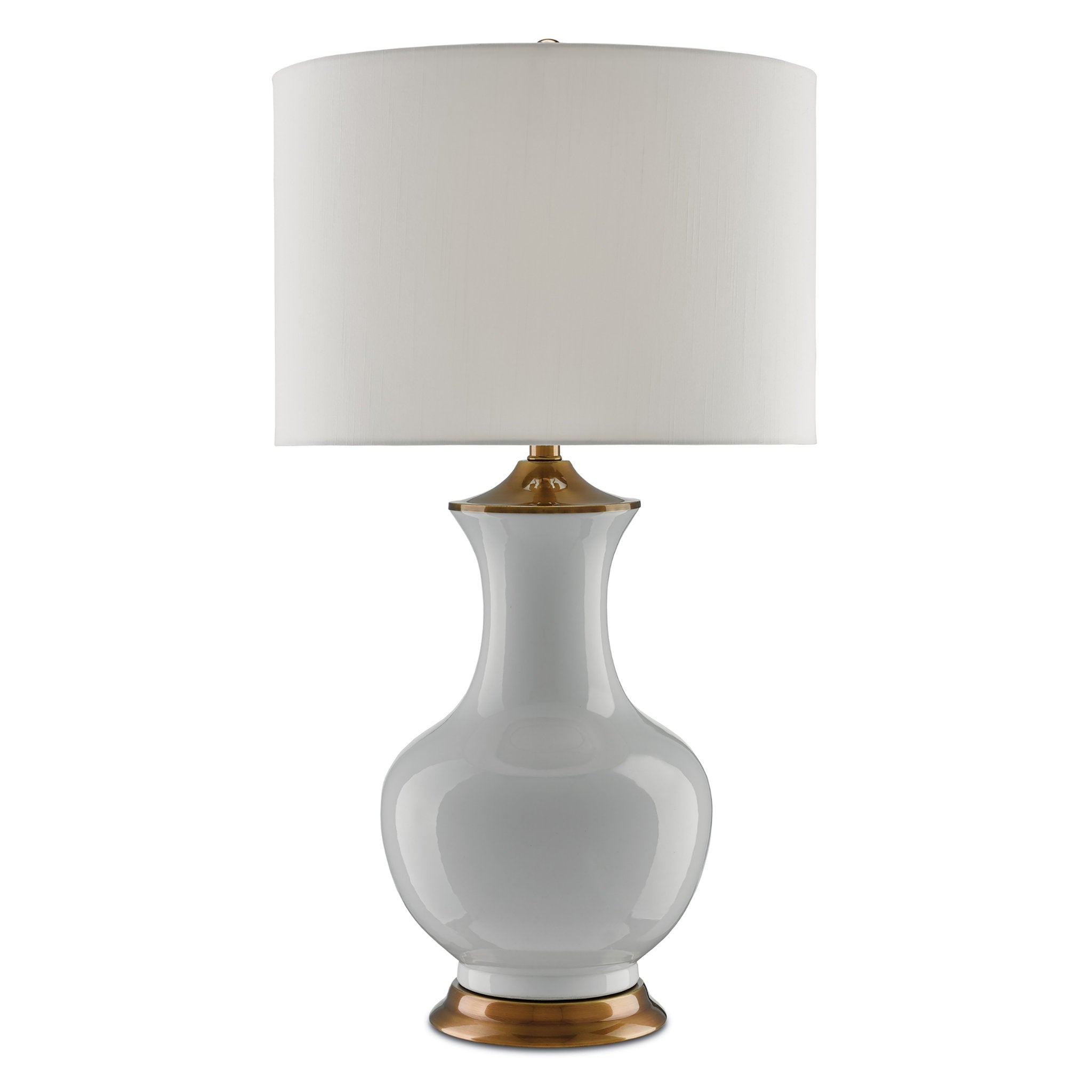 Lilou White Table Lamp - White/Antique Brass