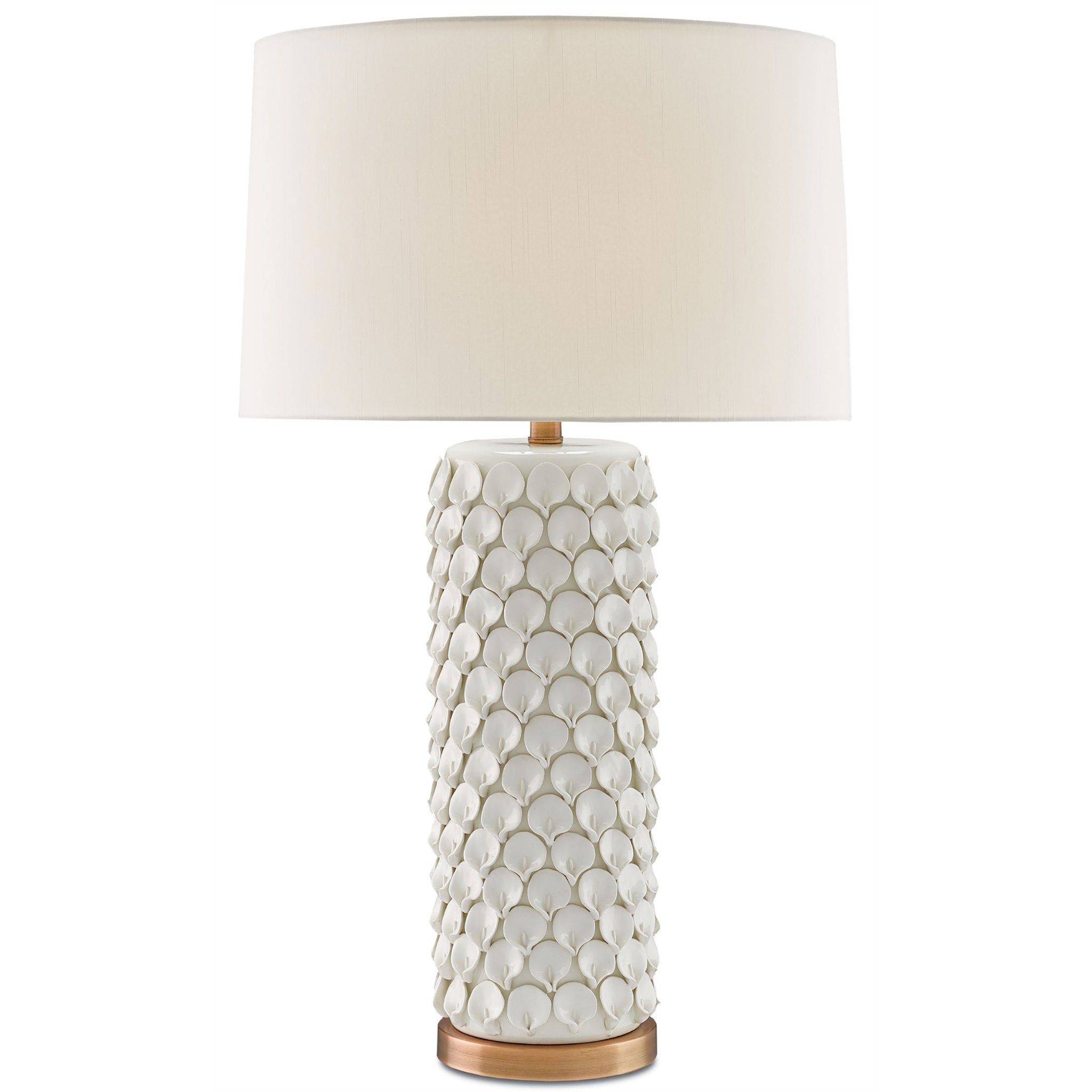 Calla Lily White Table Lamp - Cream/Antique Brass