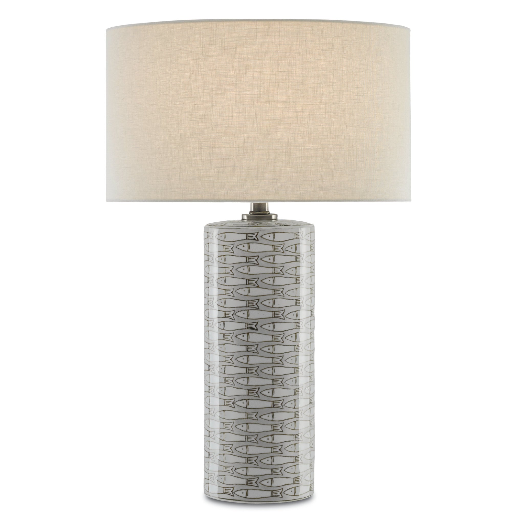 Fisch Large Table Lamp - Gray/White/Antique Nickel