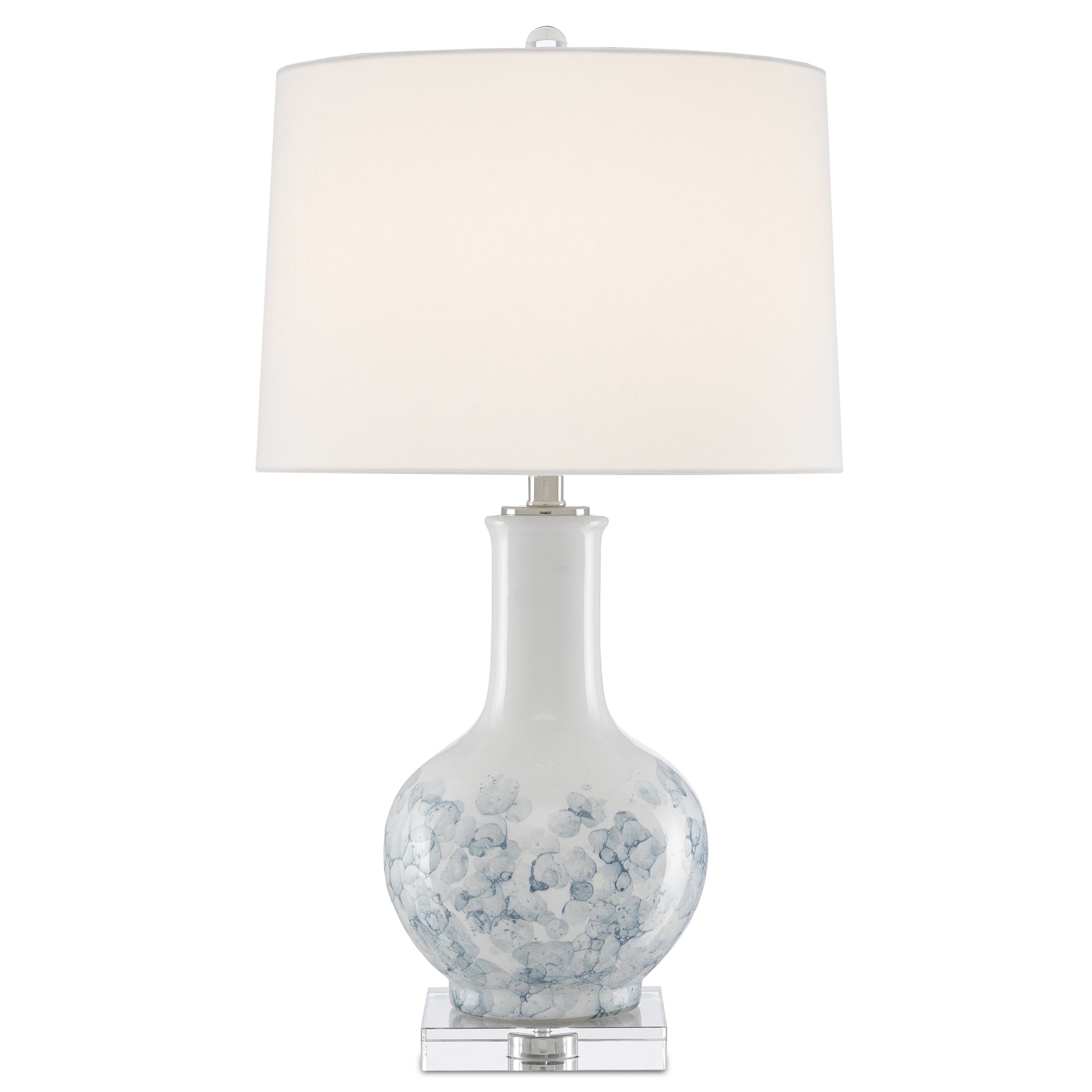 Myrtle White Table Lamp - White/Blue/Clear/Polished Nickel