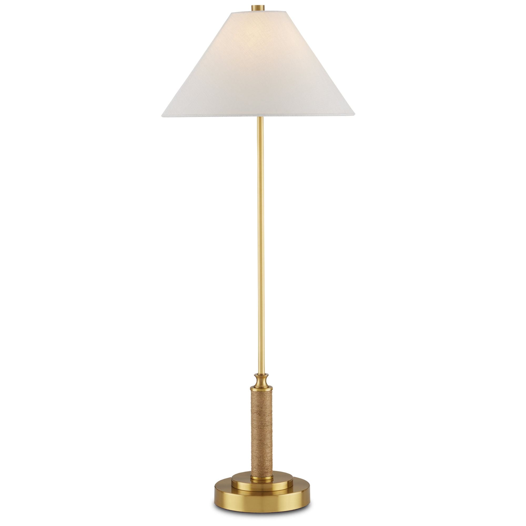 Ippolito Brass Console Lamp - Antique Brass/Natural