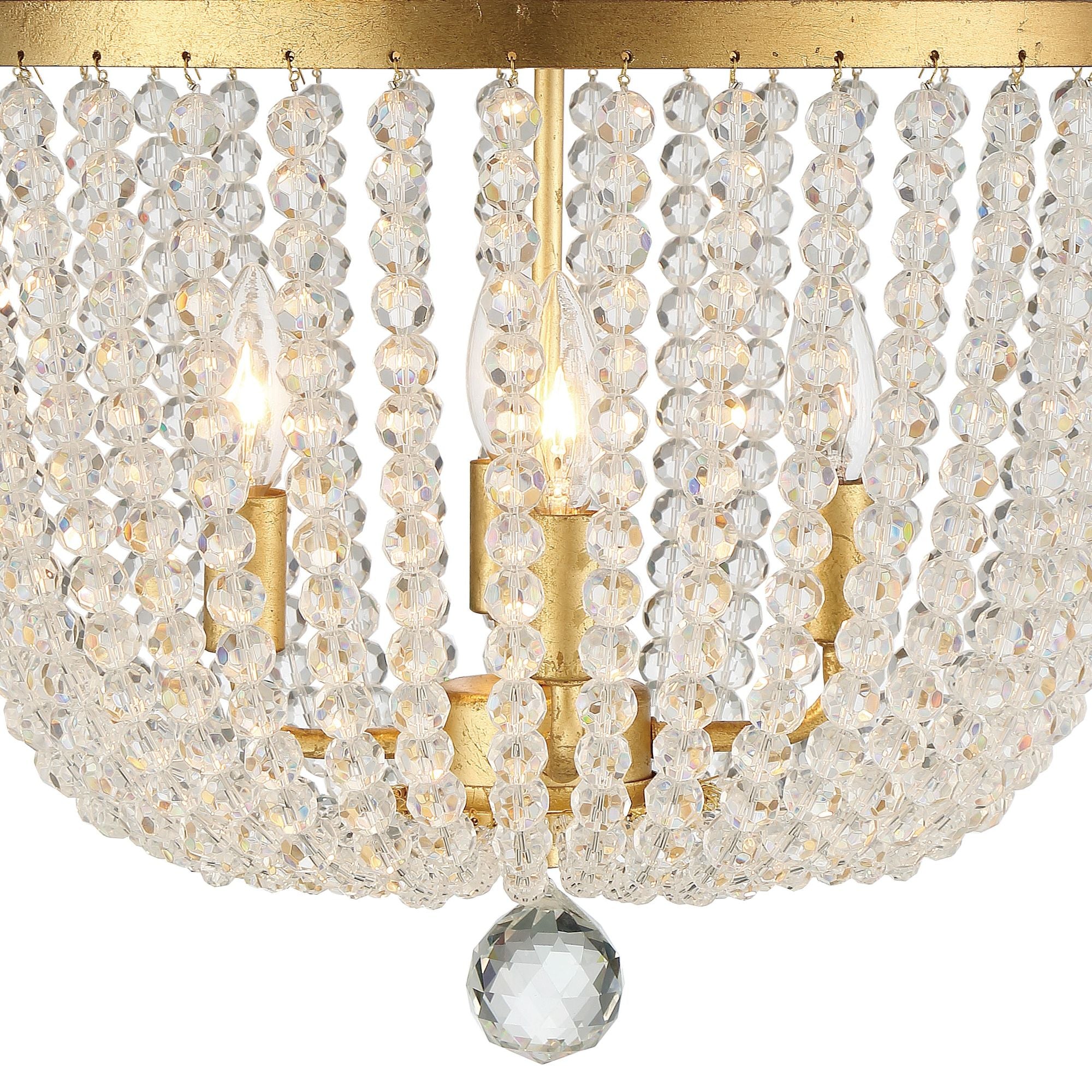 Rylee 4 Light Antique Gold Chandelier Hand Cut Crystal Beads 16.5"W x 18"H x 16.5"D