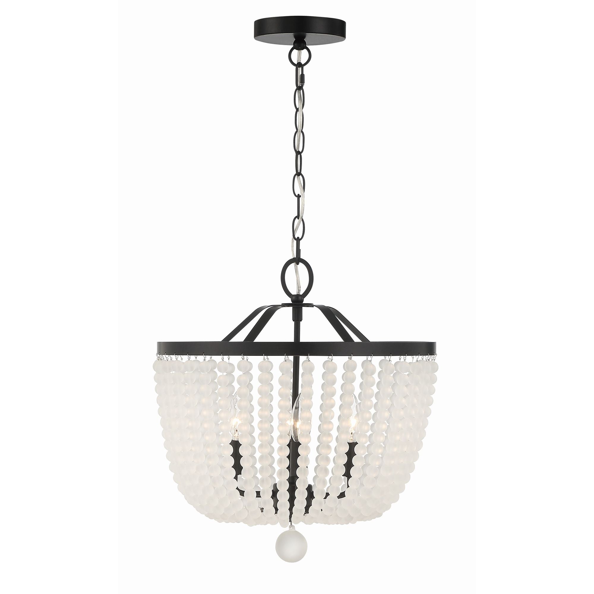 Rylee 4 Light Matte Black Frosted Beads Chandelier Frosted Glass Beads 16.5"W x 18"H x 16.5"D
