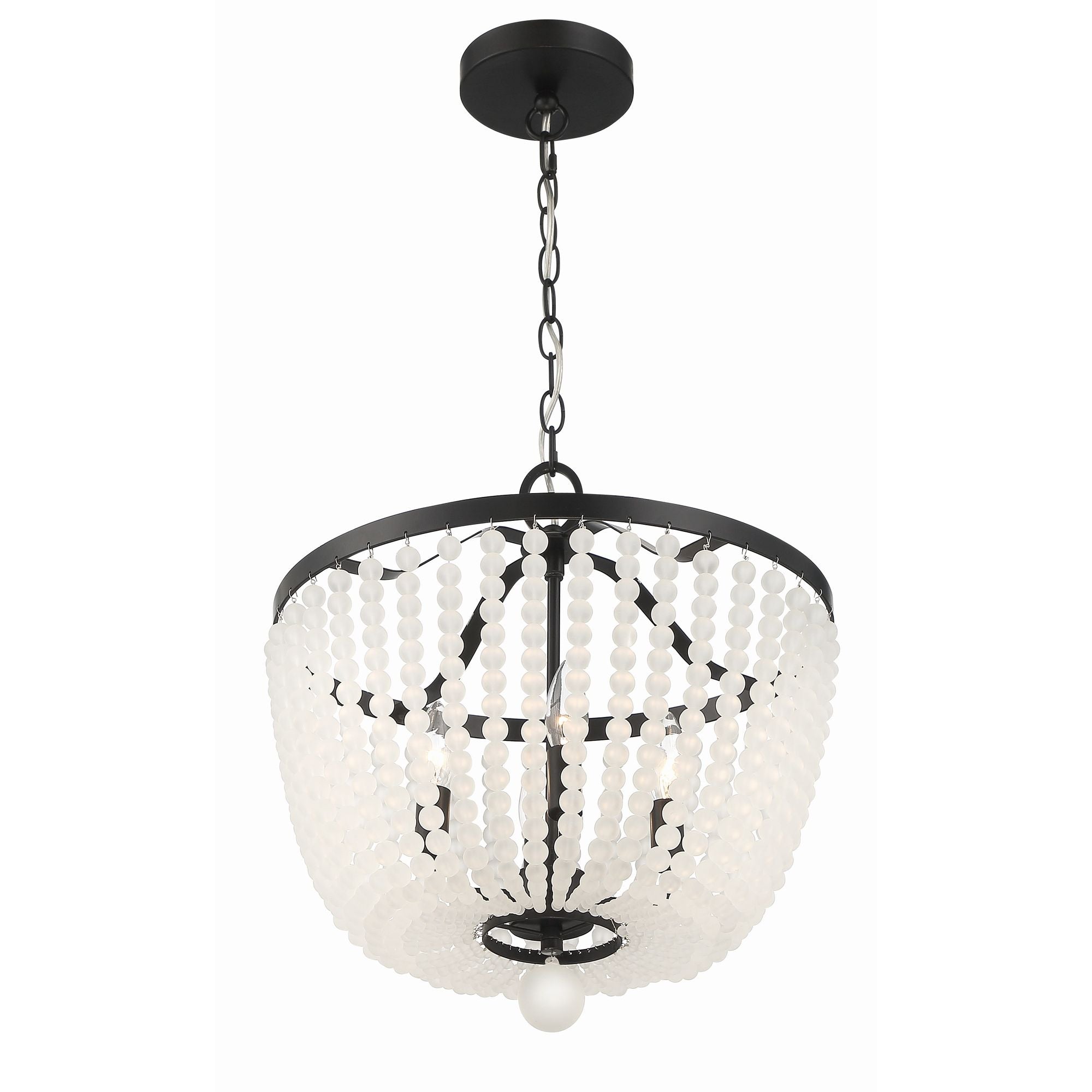Rylee 4 Light Matte Black Frosted Beads Chandelier Frosted Glass Beads 16.5"W x 18"H x 16.5"D