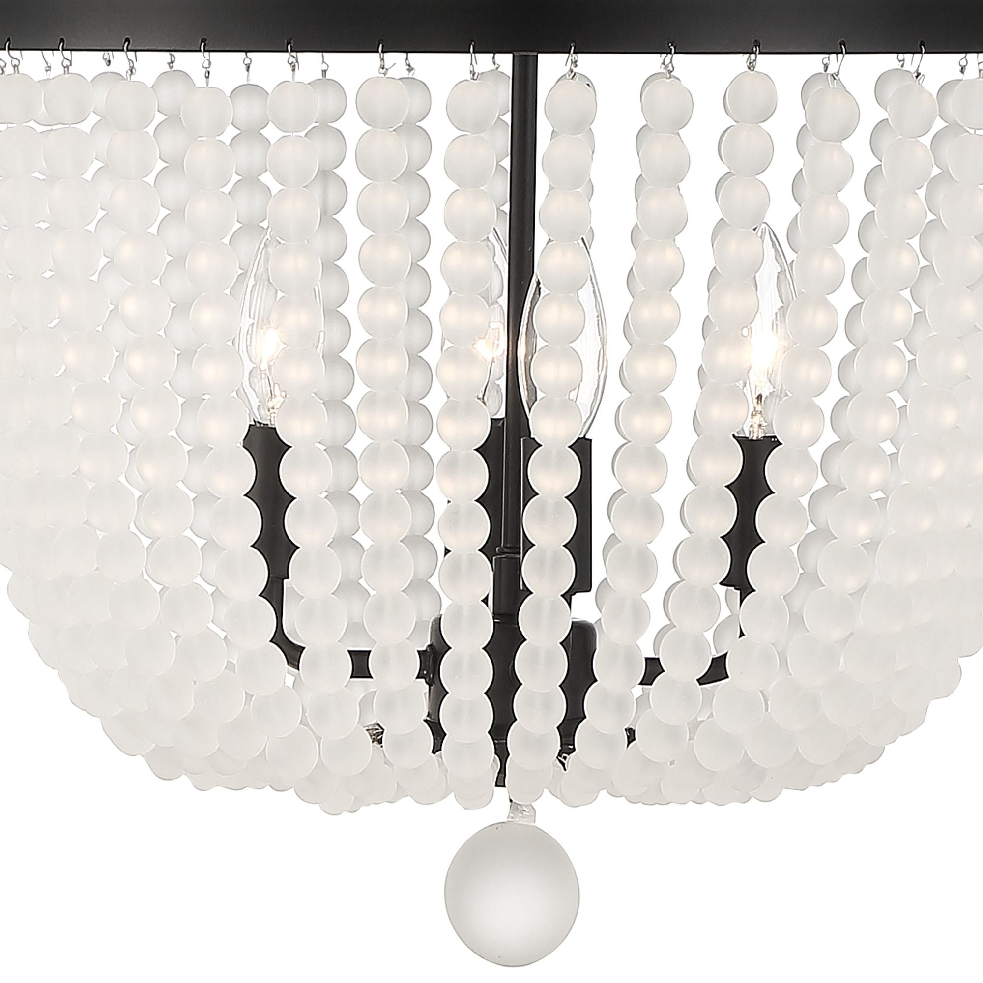 Rylee 4 Light Matte Black Frosted Beads Chandelier Frosted Glass Beads 16.5"W x 18"H x 16.5"D