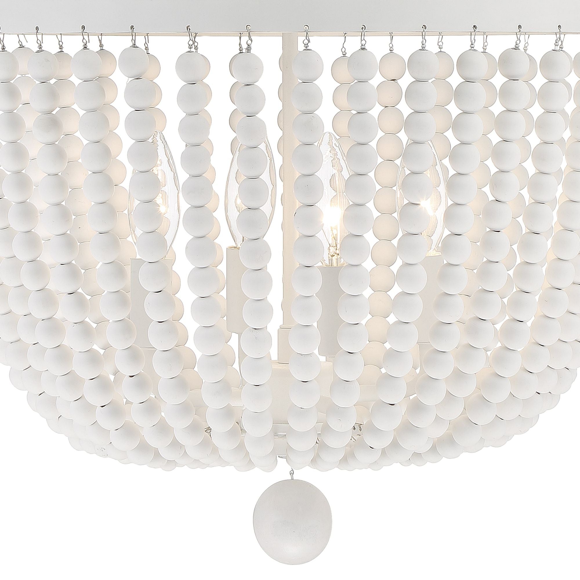 Rylee 4 Light Matte White Chandelier White Wood Beads 16.5"W x 18"H x 16.5"D