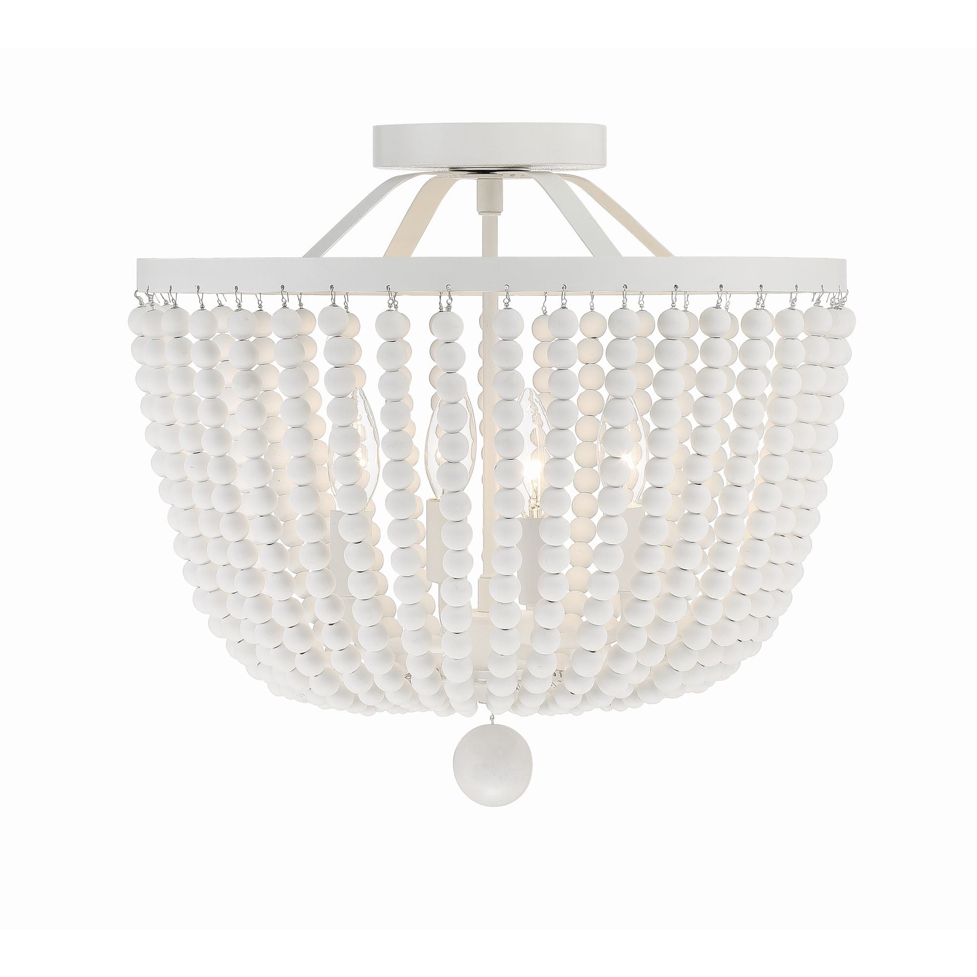 Rylee 4 Light Matte White Semi Flush Mount White Wood Beads 16.5"W x 16.5"H x 16.5"D