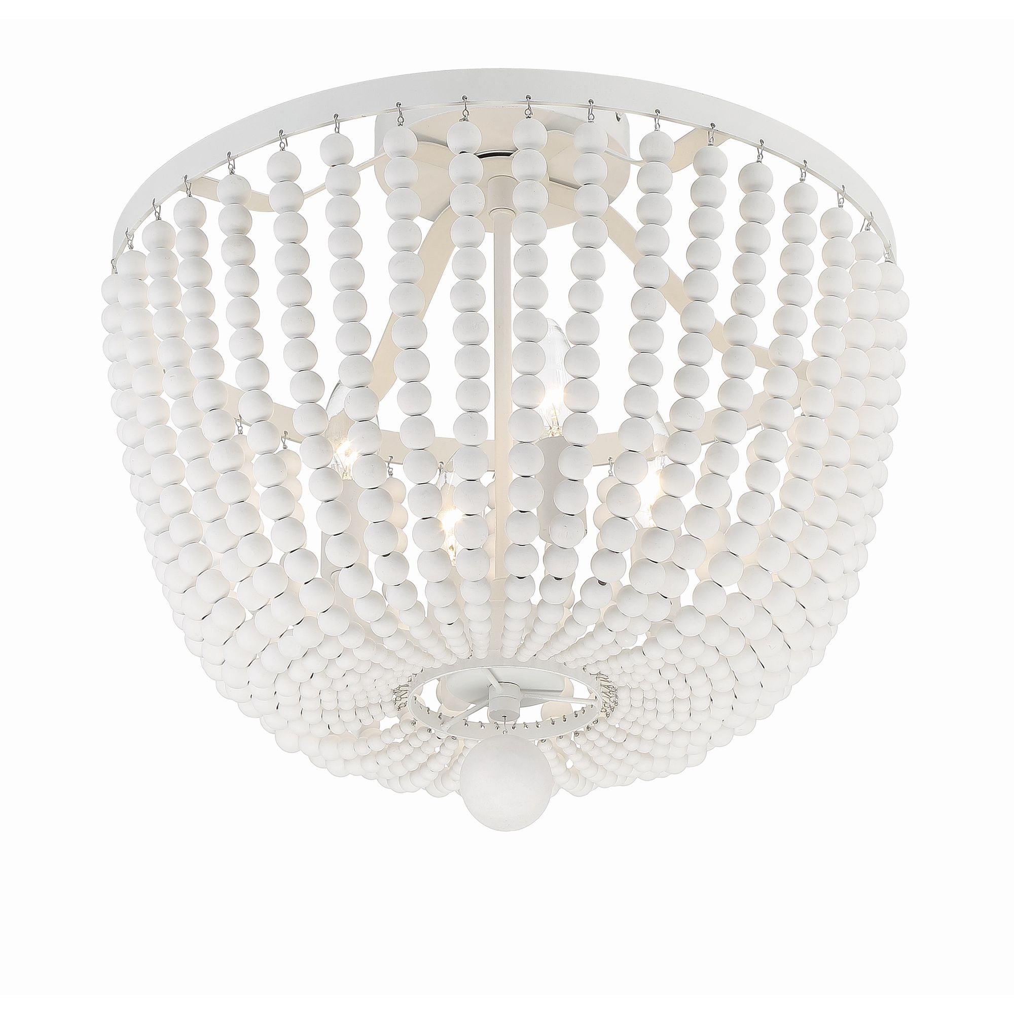 Rylee 4 Light Matte White Semi Flush Mount White Wood Beads 16.5"W x 16.5"H x 16.5"D