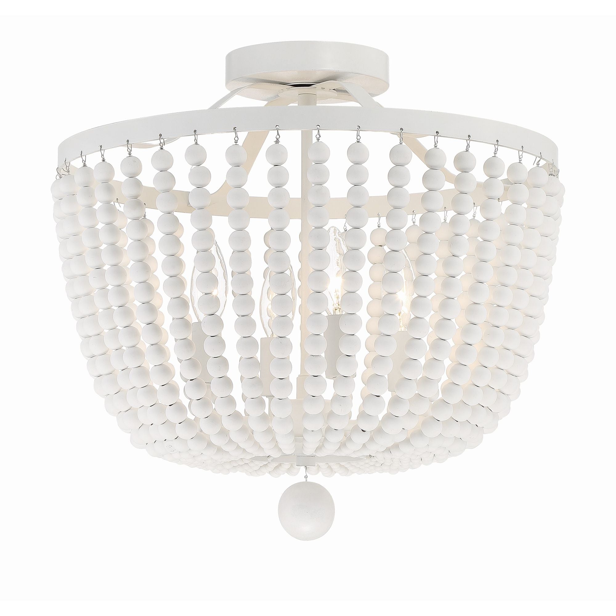 Rylee 4 Light Matte White Semi Flush Mount White Wood Beads 16.5"W x 16.5"H x 16.5"D