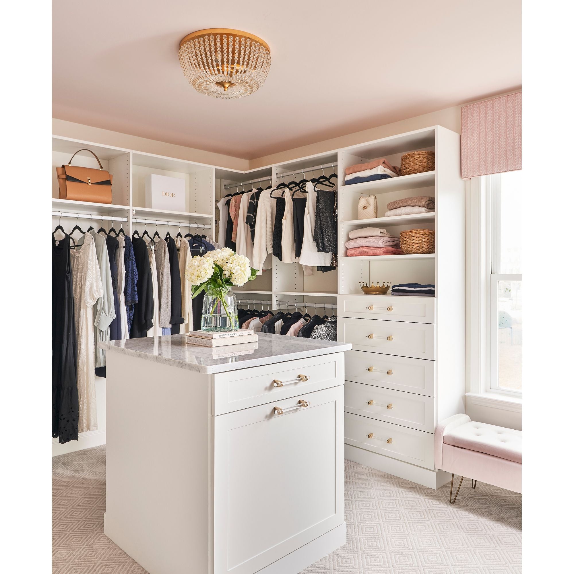 Rylee 4 Light Antique Gold Flush Mount Hand Cut Crystal Beads 18.5"W x 7.5"H x 18.5"D