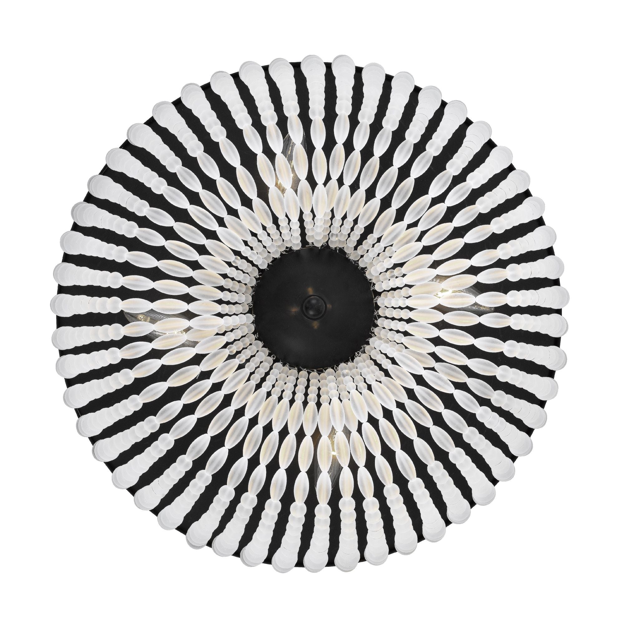 Rylee 4 Light Matte Black Flush Mount Frosted Glass Beads 18.5"W x 7.5"H x 18.5"D