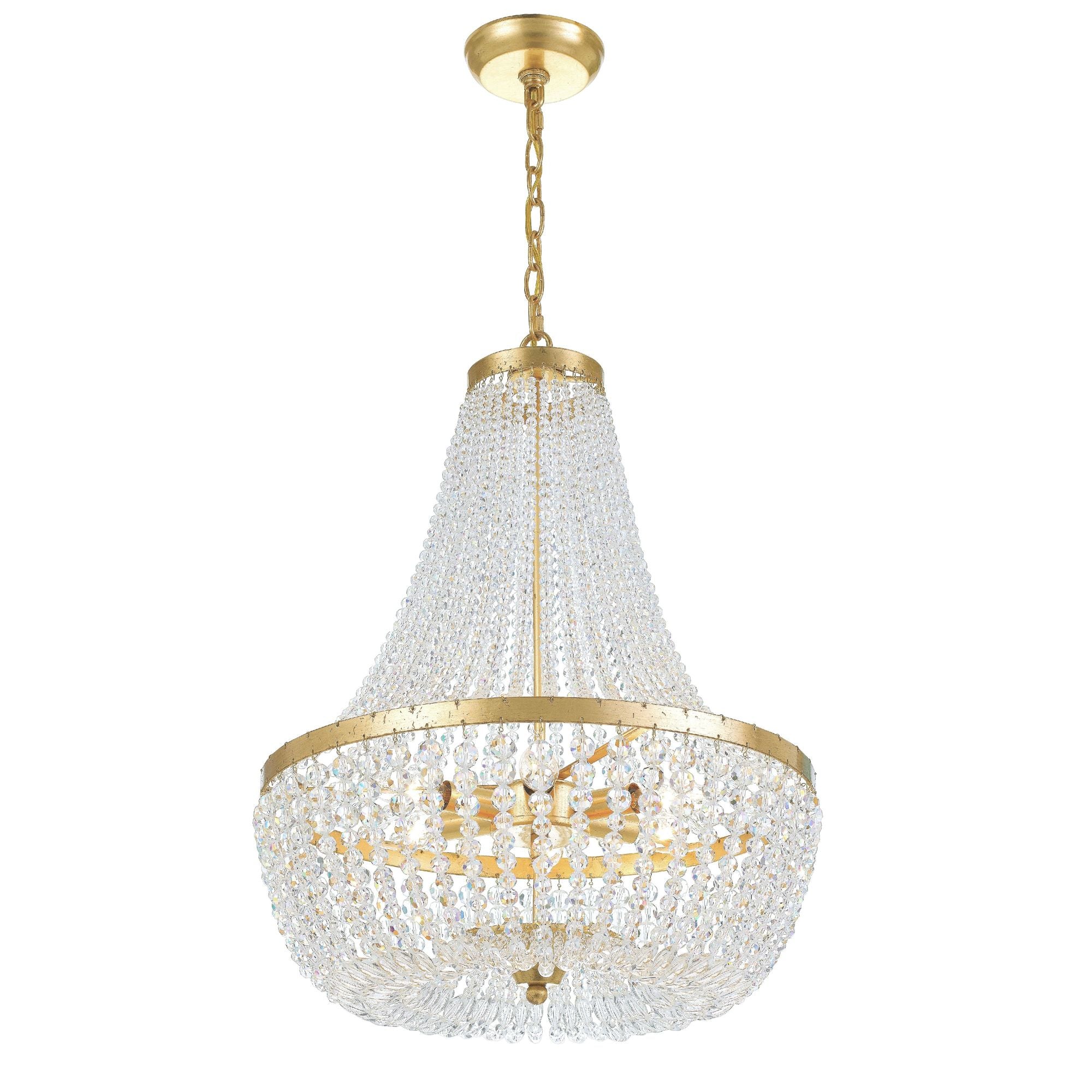 Rylee 6 Light Antique Gold Chandelier Hand Cut Crystal Beads 18.75"W x 23.5"H x 18.75"D