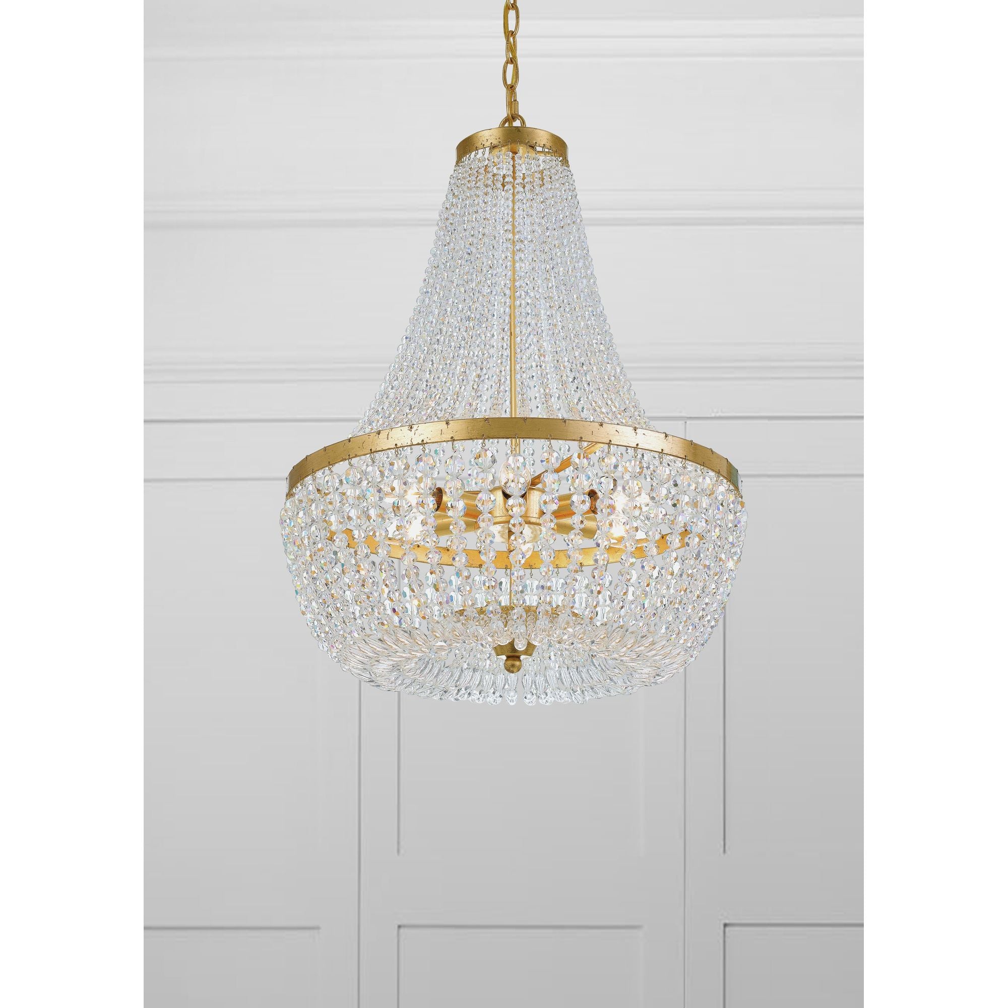 Rylee 6 Light Antique Gold Chandelier Hand Cut Crystal Beads 18.75"W x 23.5"H x 18.75"D
