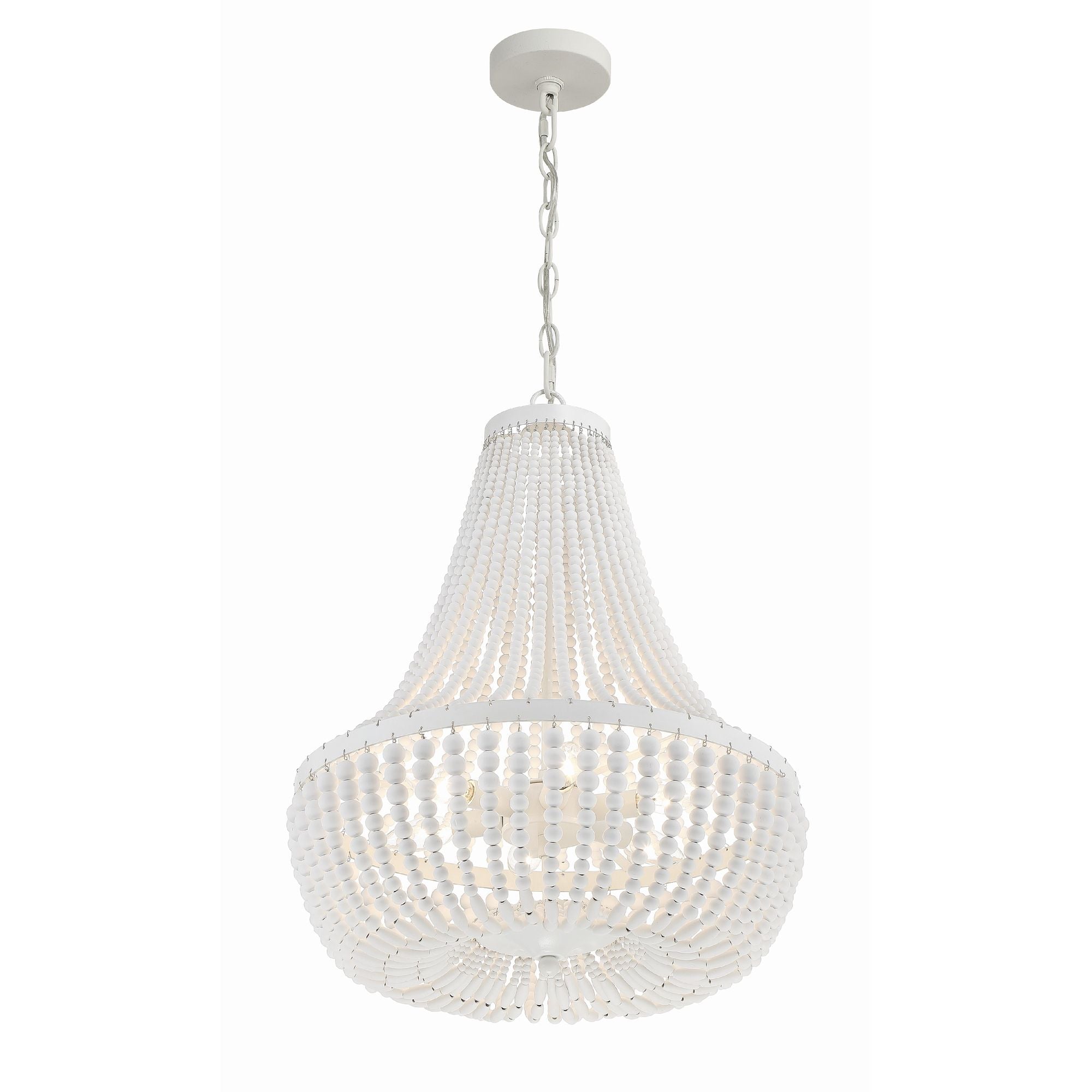 Rylee 6 Light Matte White Chandelier White Wood Beads 18.75"W x 23.5"H x 18.75"D