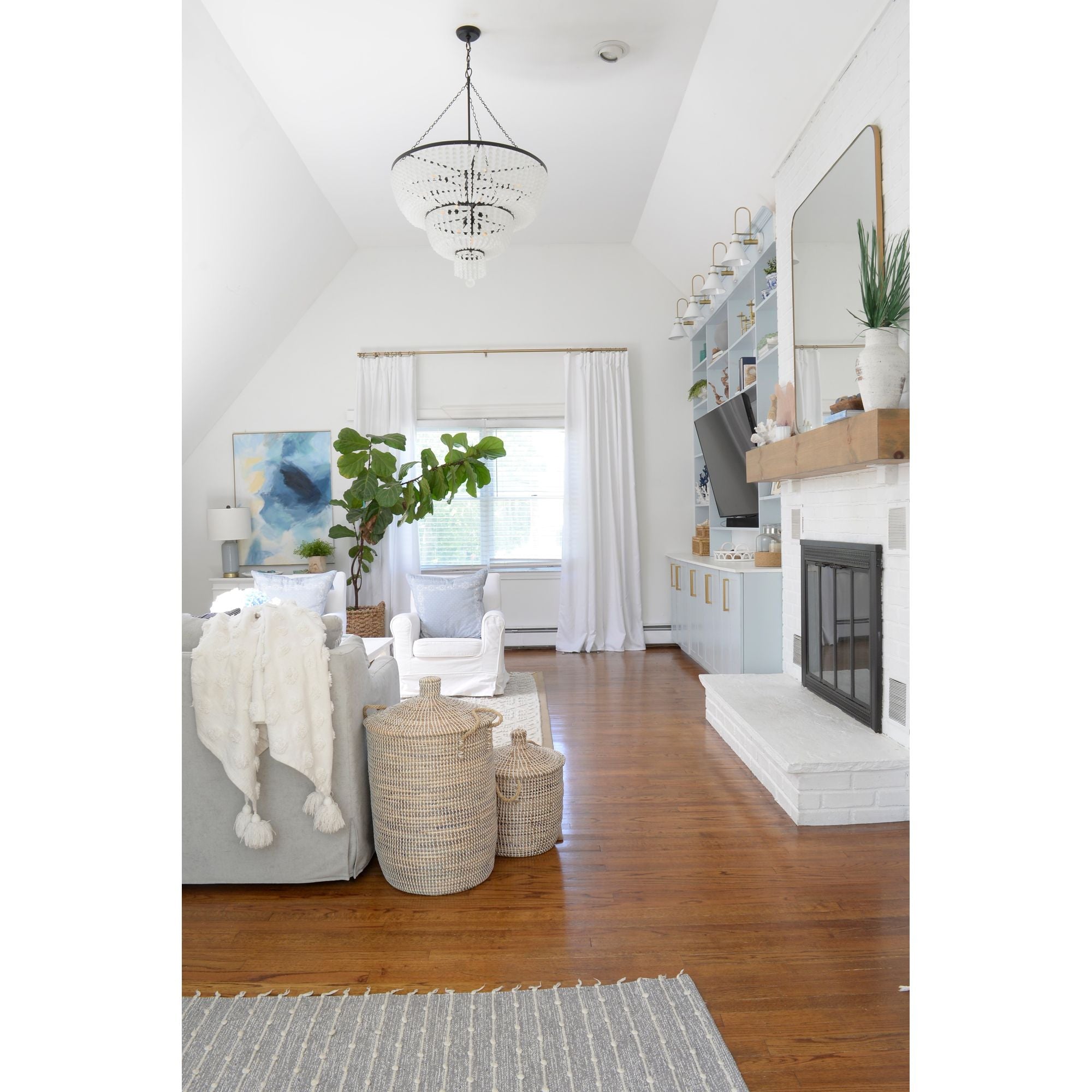 Rylee 12 Light Matte Black Chandelier Frosted Glass Beads 32"W x 46"H x 32"D