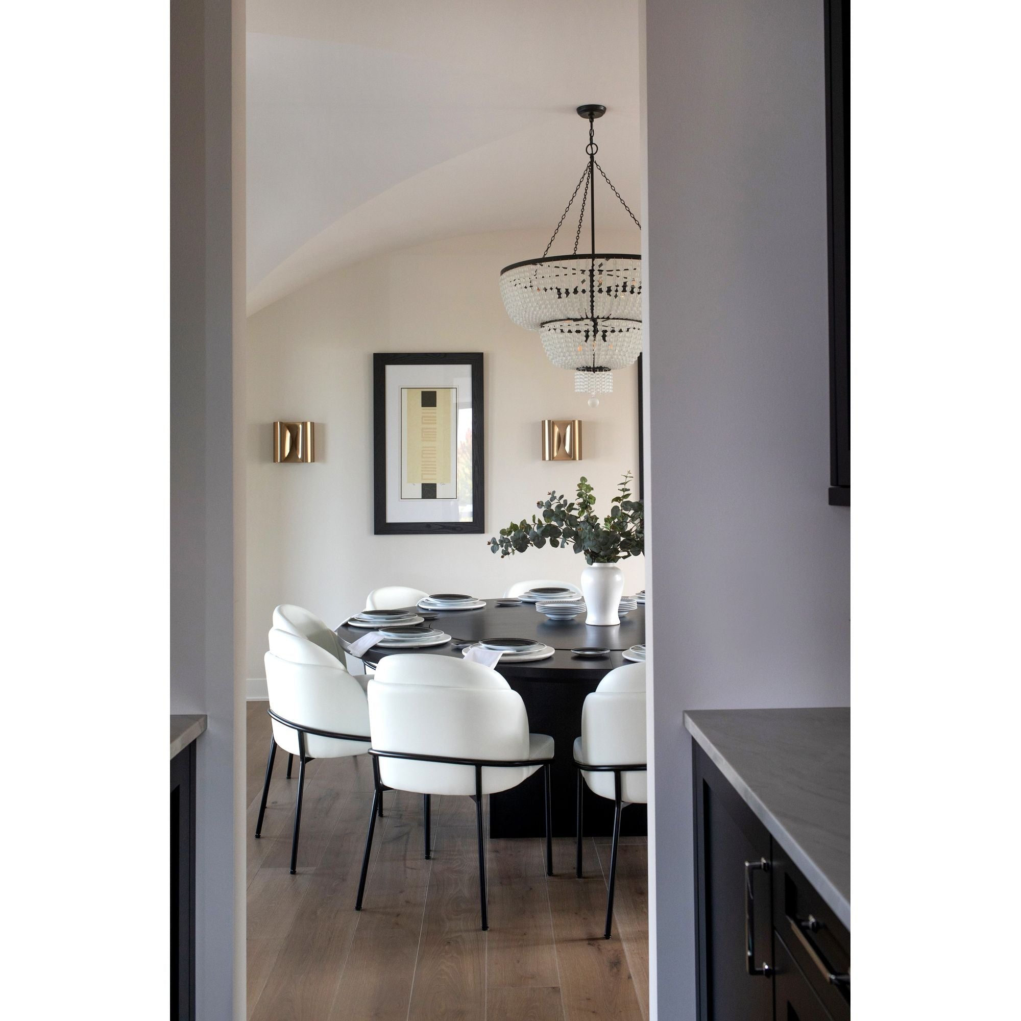 Rylee 12 Light Matte Black Chandelier Frosted Glass Beads 32"W x 46"H x 32"D