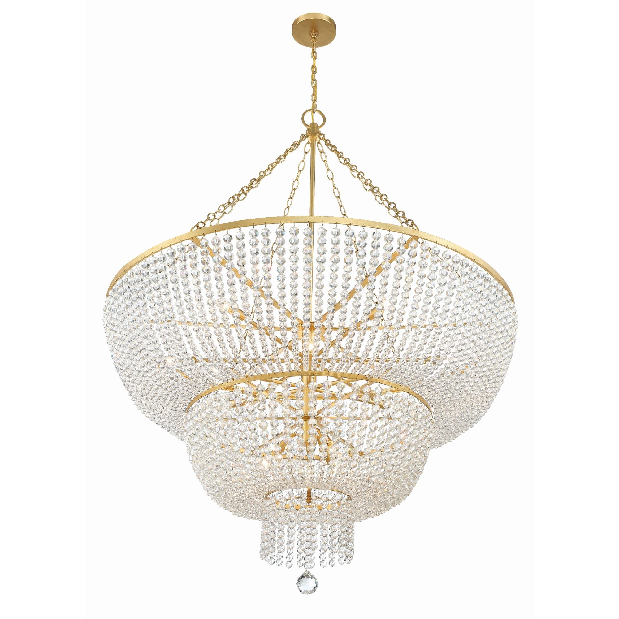 Rylee 15 Light Antique Gold Chandelier Hand Cut Crystal Beads 48.5"W x 63.5"H x 48.5"D