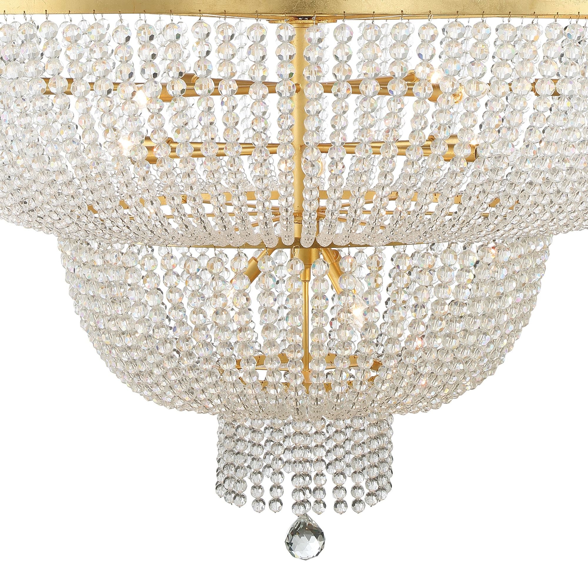 Rylee 15 Light Antique Gold Chandelier Hand Cut Crystal Beads 48.5"W x 63.5"H x 48.5"D