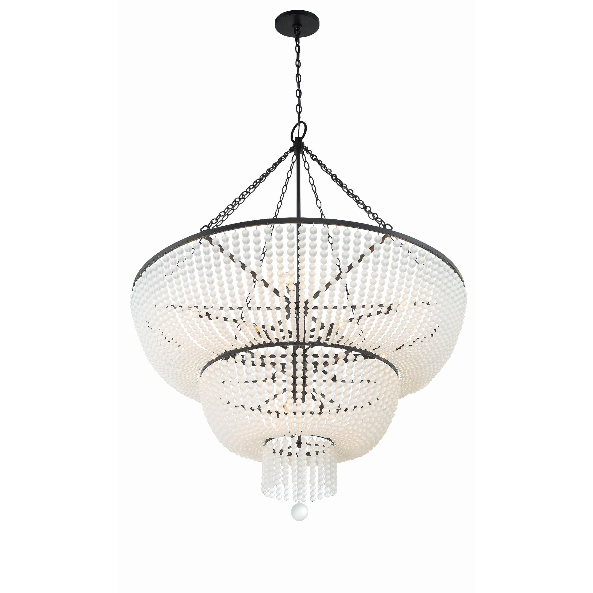 Rylee 15 Light Matte Black Chandelier Frosted Glass Beads 48.5"W x 63.5"H x 48.5"D