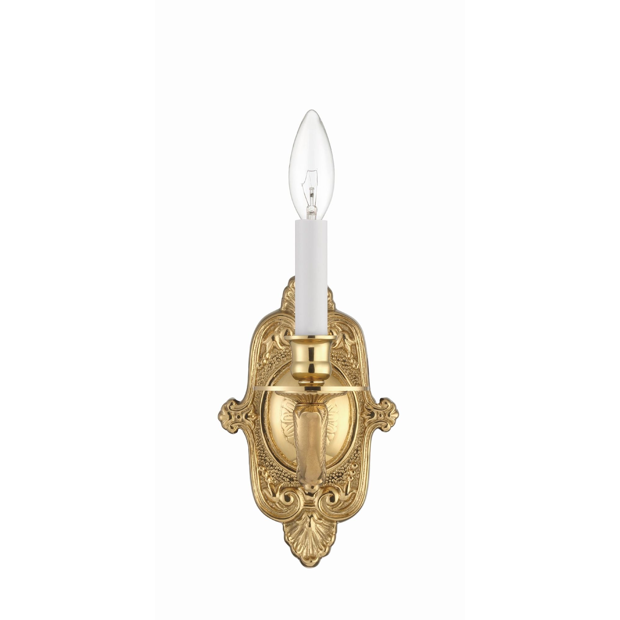 Crystorama 1 Light Polished Brass Cast Sconce 5"W x 9.75"H x 6.25"D