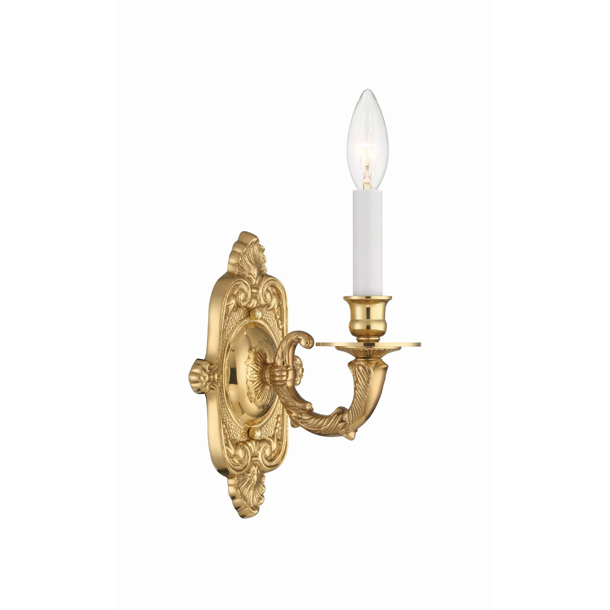 Crystorama 1 Light Polished Brass Cast Sconce 5"W x 9.75"H x 6.25"D
