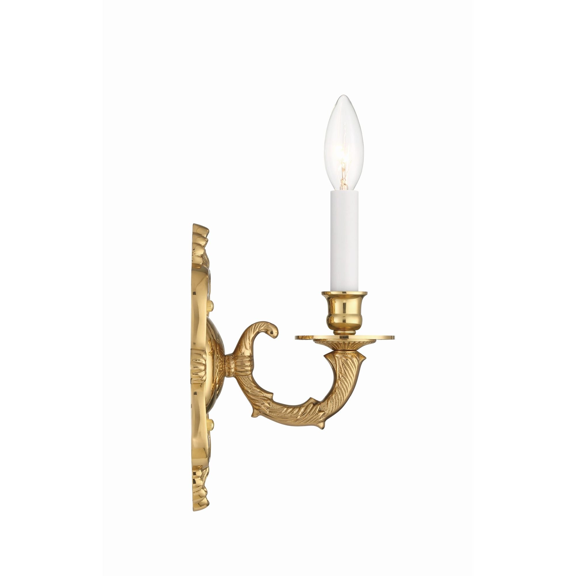 Crystorama 1 Light Polished Brass Cast Sconce 5"W x 9.75"H x 6.25"D
