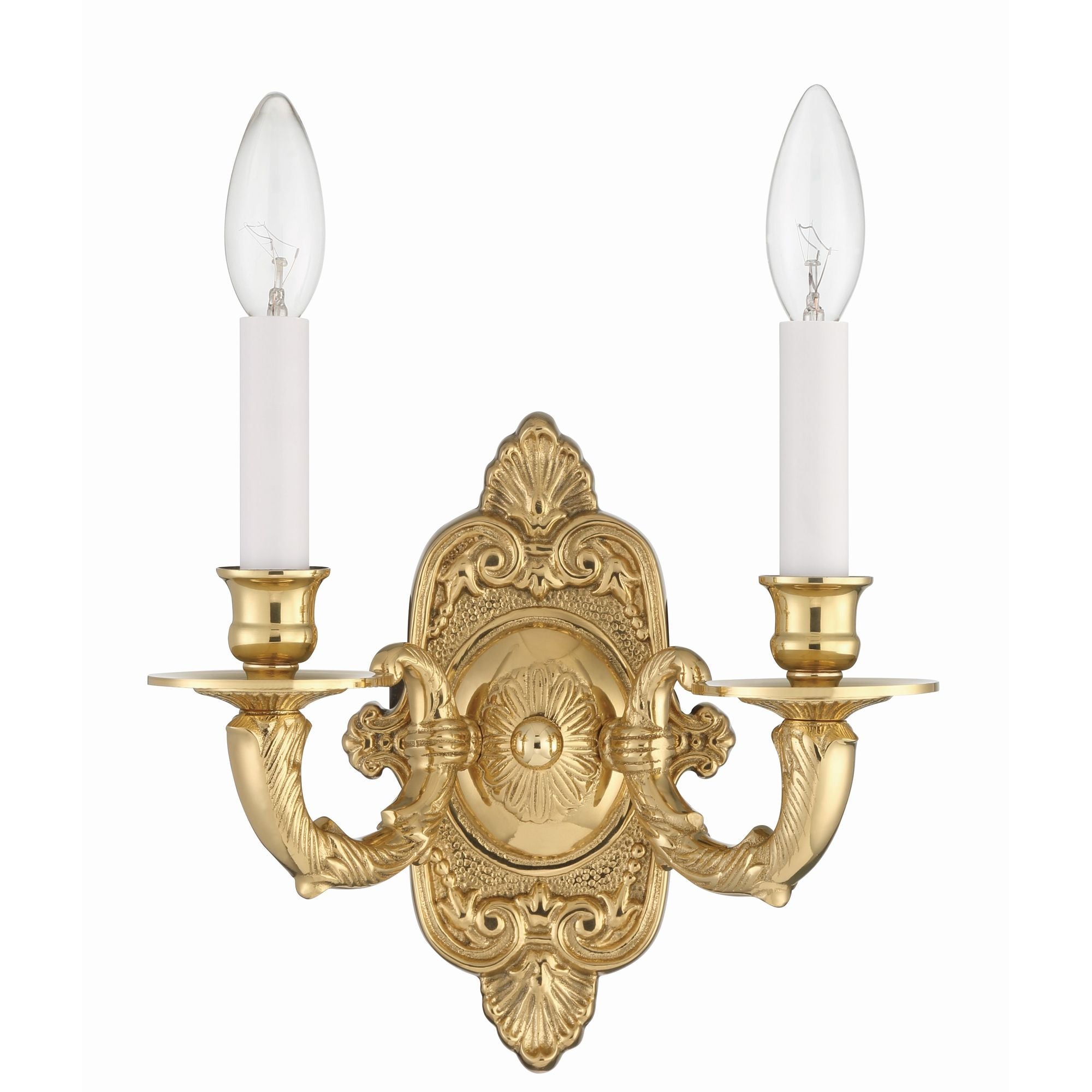 Crystorama 2 Light Polished Brass Cast Sconce 10"W x 9.75"H x 5"D