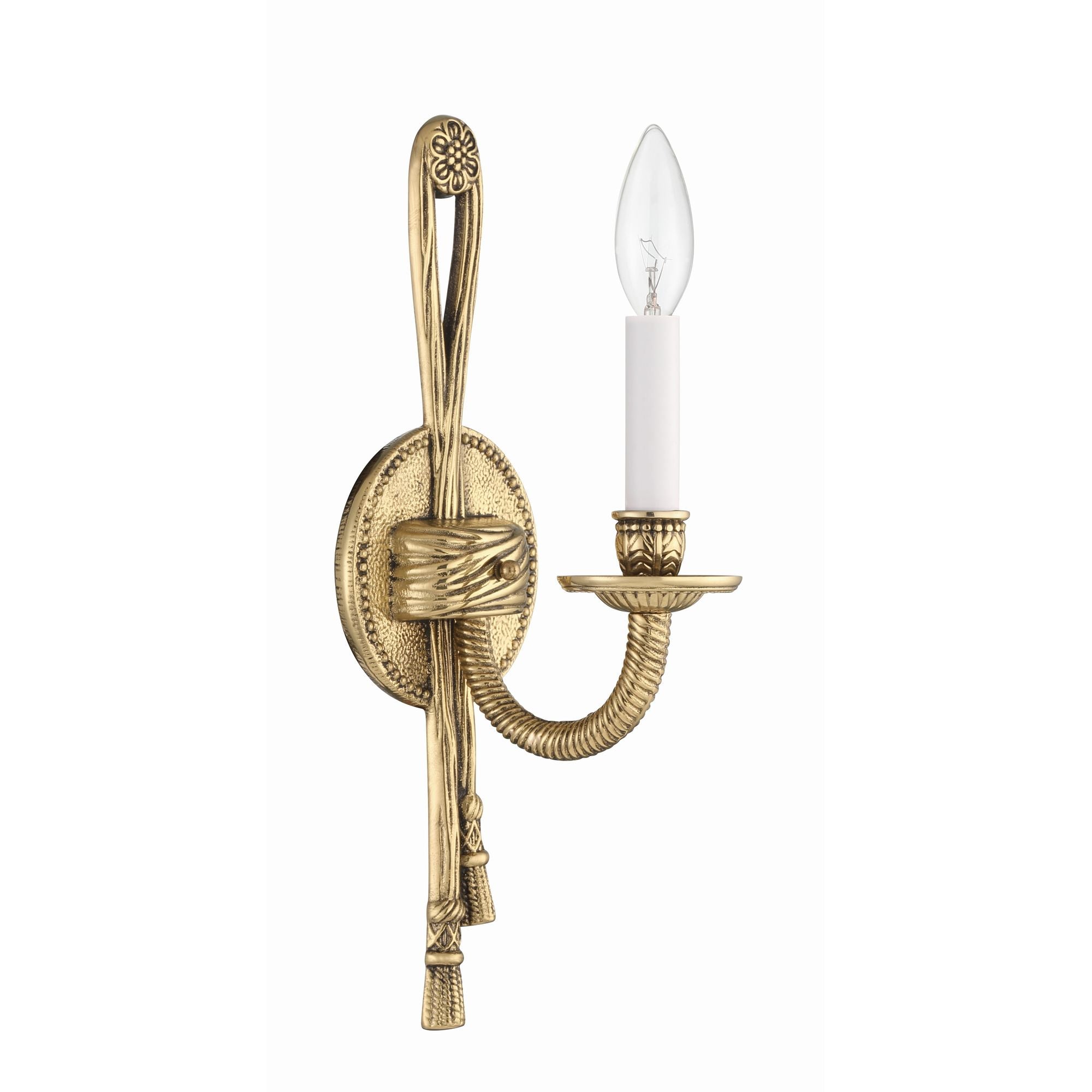 Crystorama 1 Light Olde Brass Cast Sconce 4.5"W x 15"H x 5.5"D