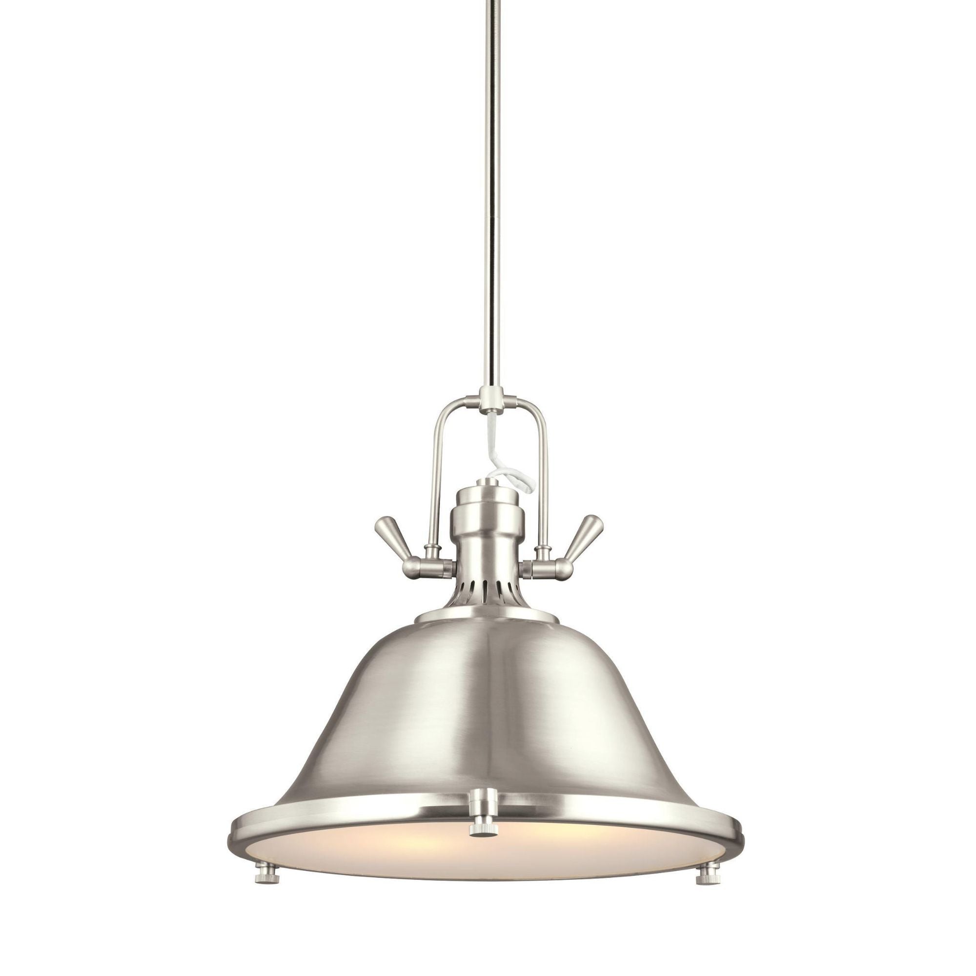 Stone Street Two Light Pendant LED Contemporary 15.5" Height Steel Round Satin Etched Shade in Brushed Nickel