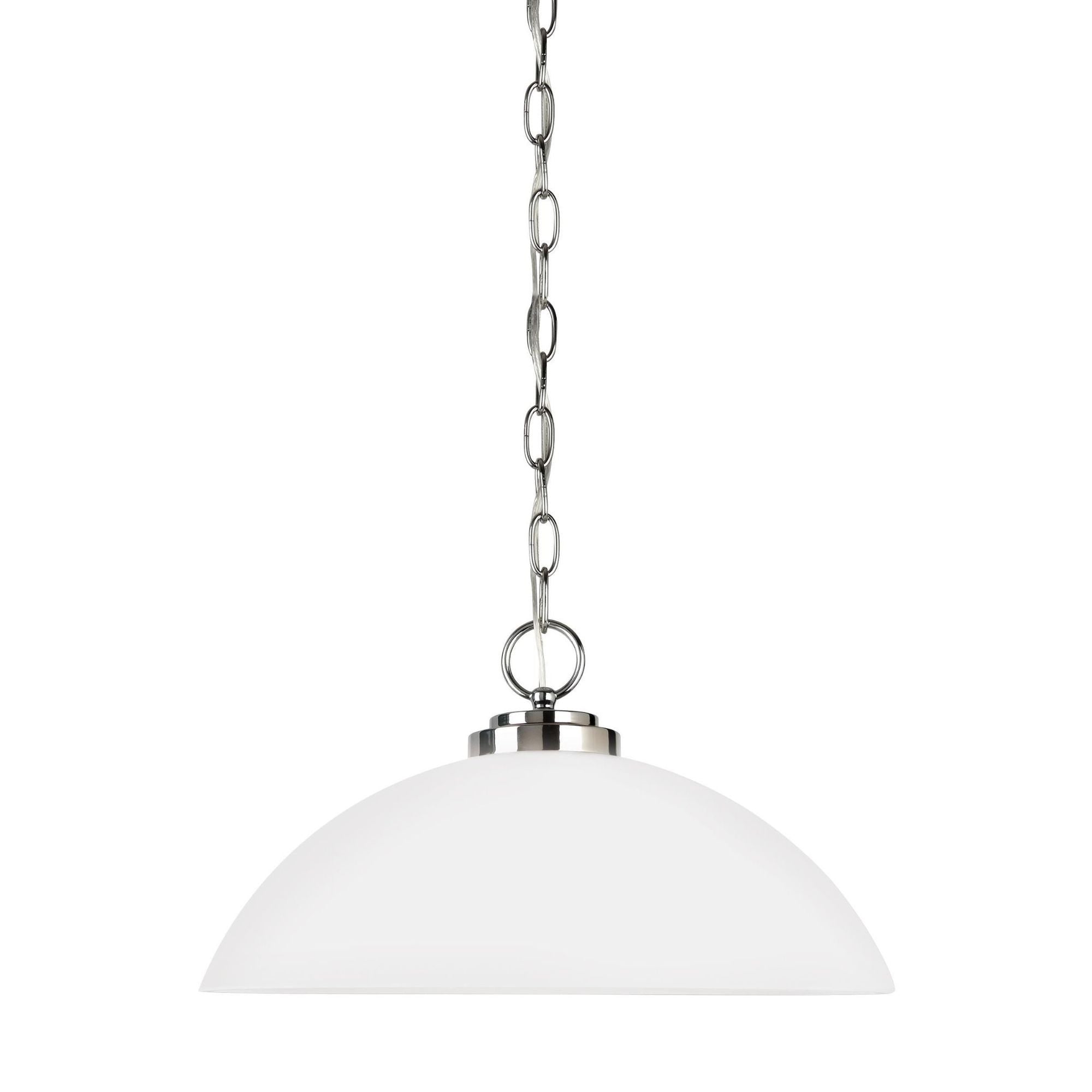Oslo One Light Pendant LED Contemporary 8.75" Height Steel Round Etched / White Inside Shade in Chrome