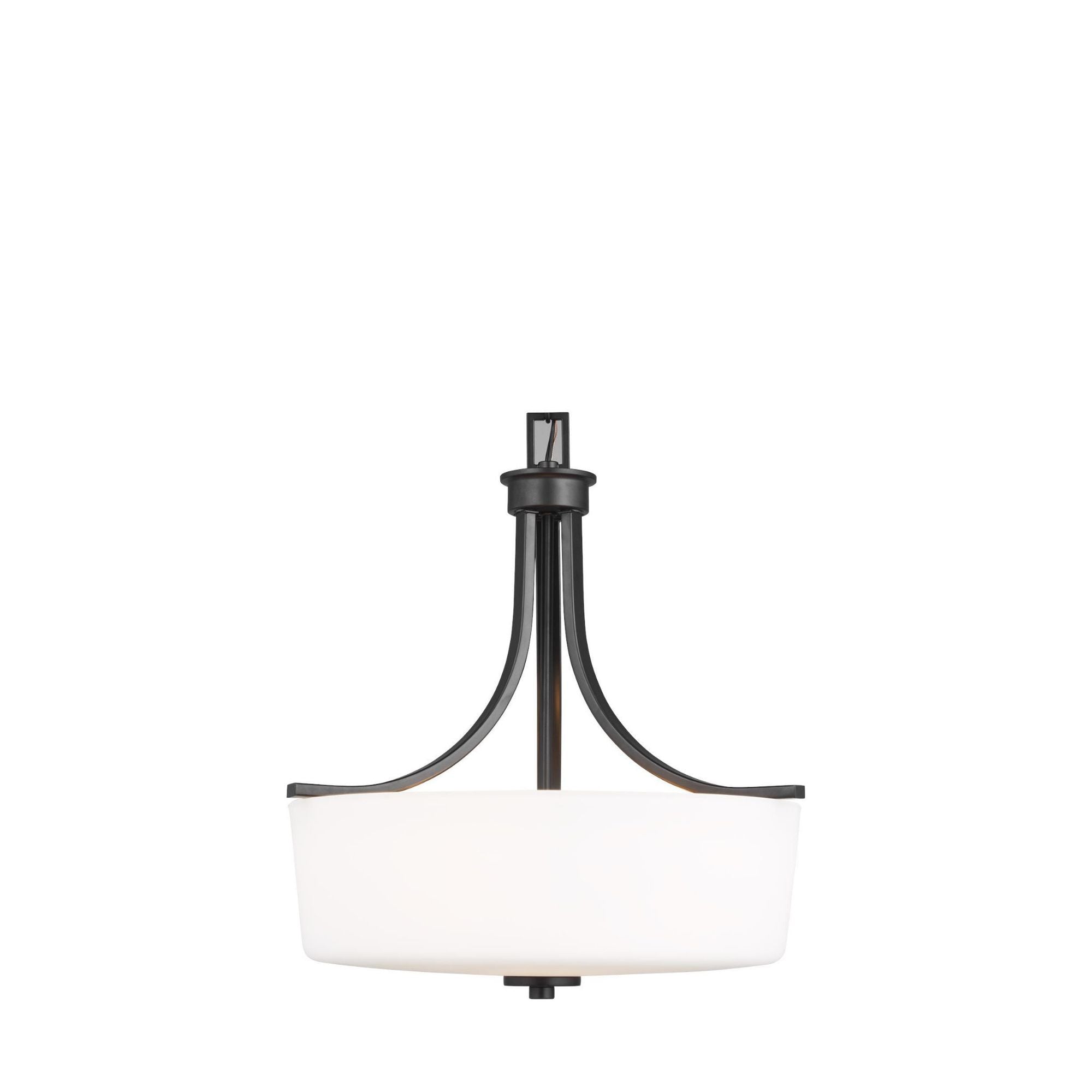 Kemal Three Light Pendant LED Transitional 18.5" Height Steel Round Etched / White Inside Shade in Midnight Black