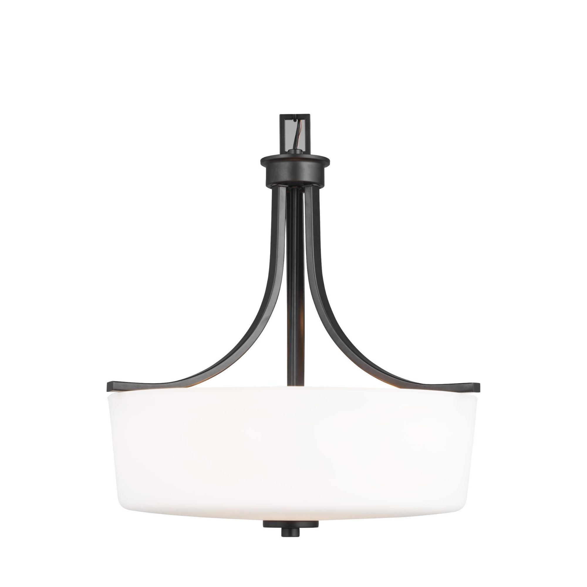 Kemal Three Light Pendant LED Transitional 18.5" Height Steel Round Etched / White Inside Shade in Midnight Black
