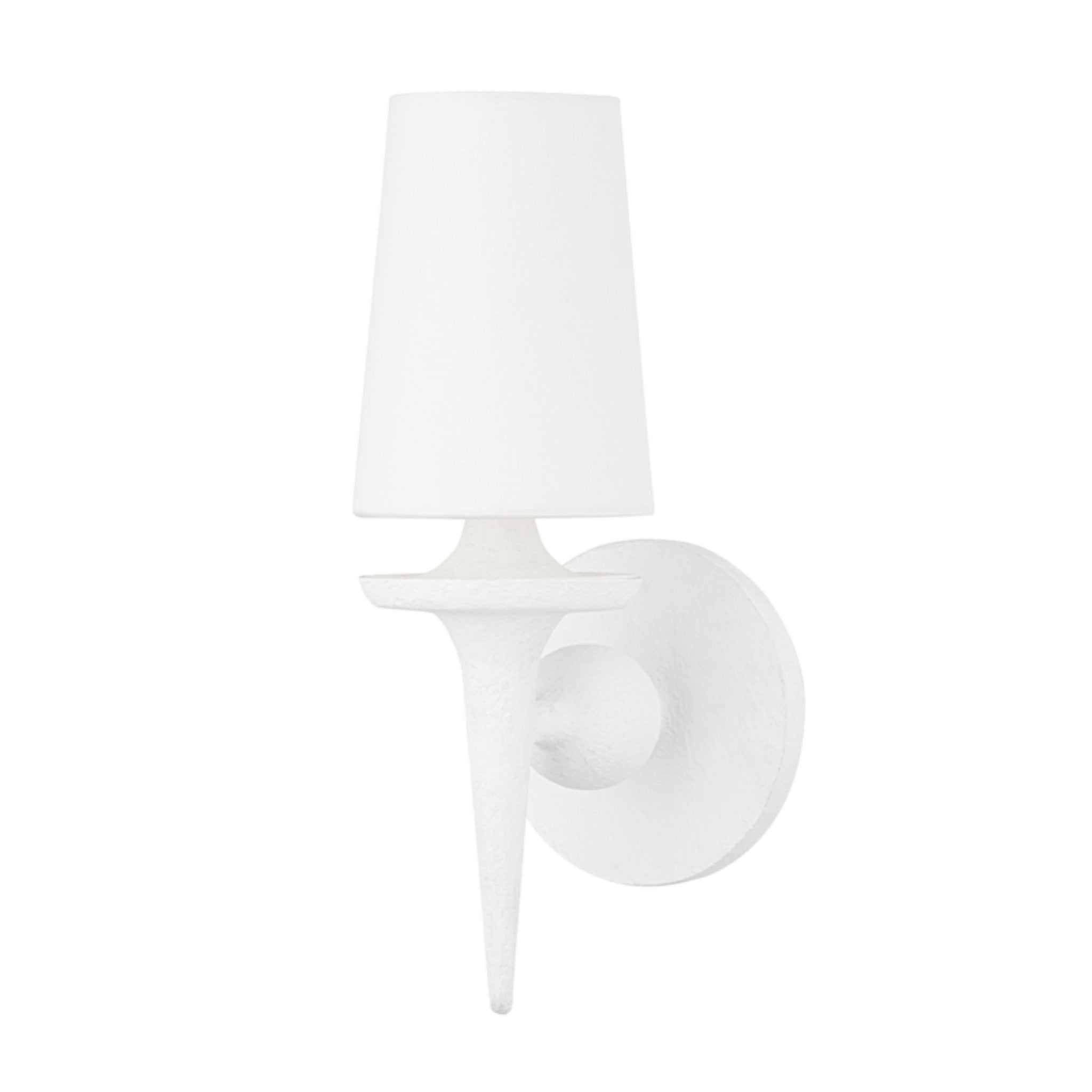 Torch 1-Light Wall Sconce in White Plaster 6L x 6W x 15.5H