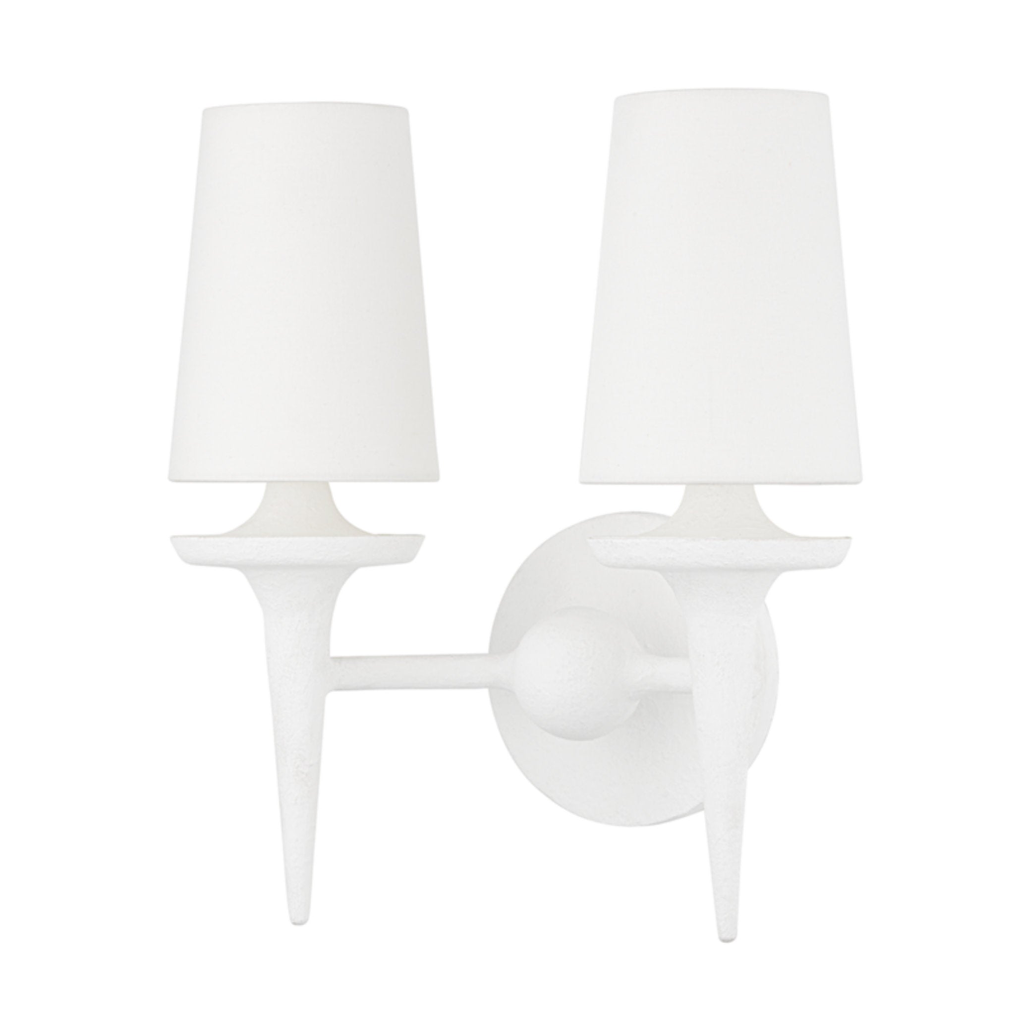 Torch 2-Light Wall Sconce in White Plaster 13.5W x 15.5H