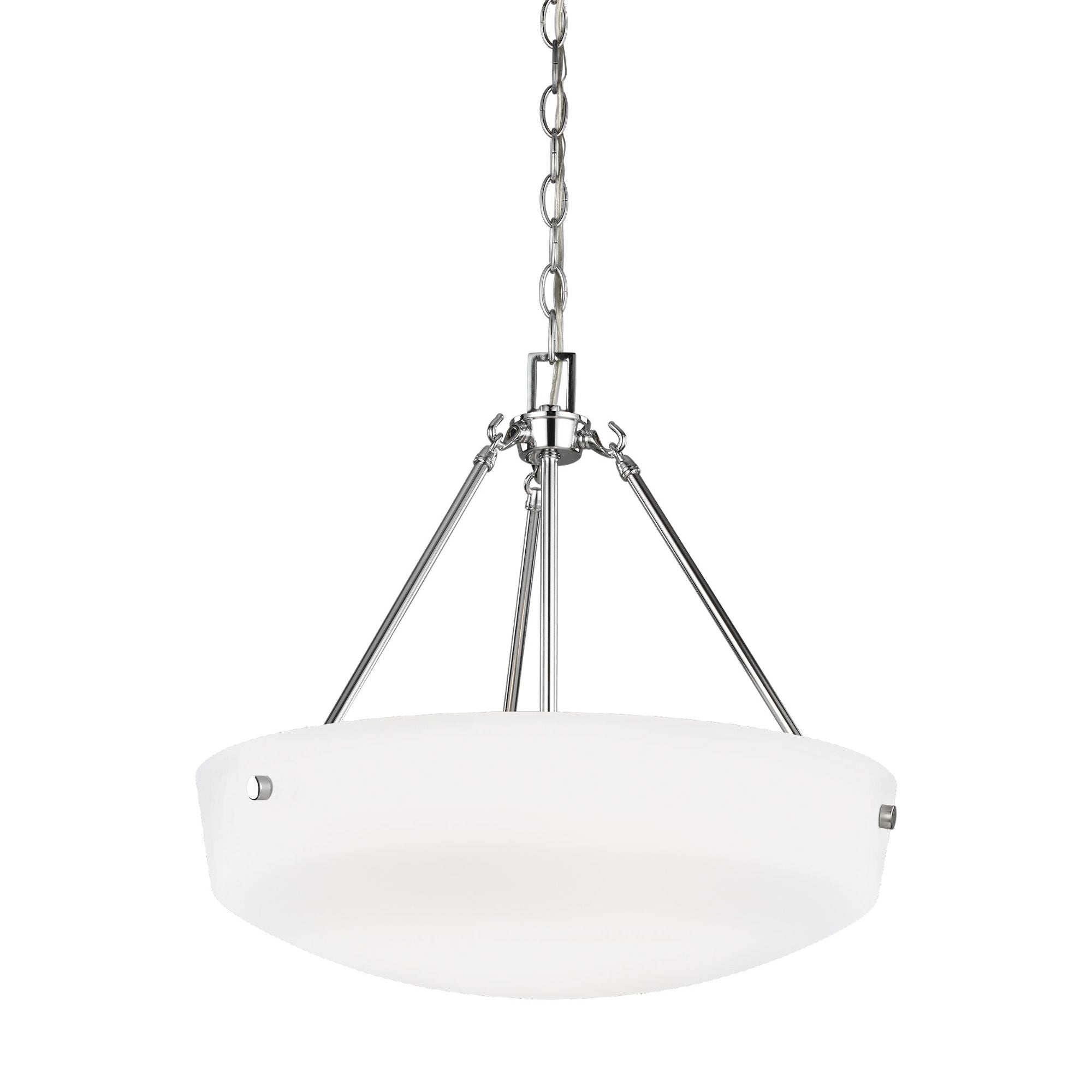Kerrville Three Light Pendant LED Transitional 18.375" Height Steel Round Satin Etched Shade in Chrome