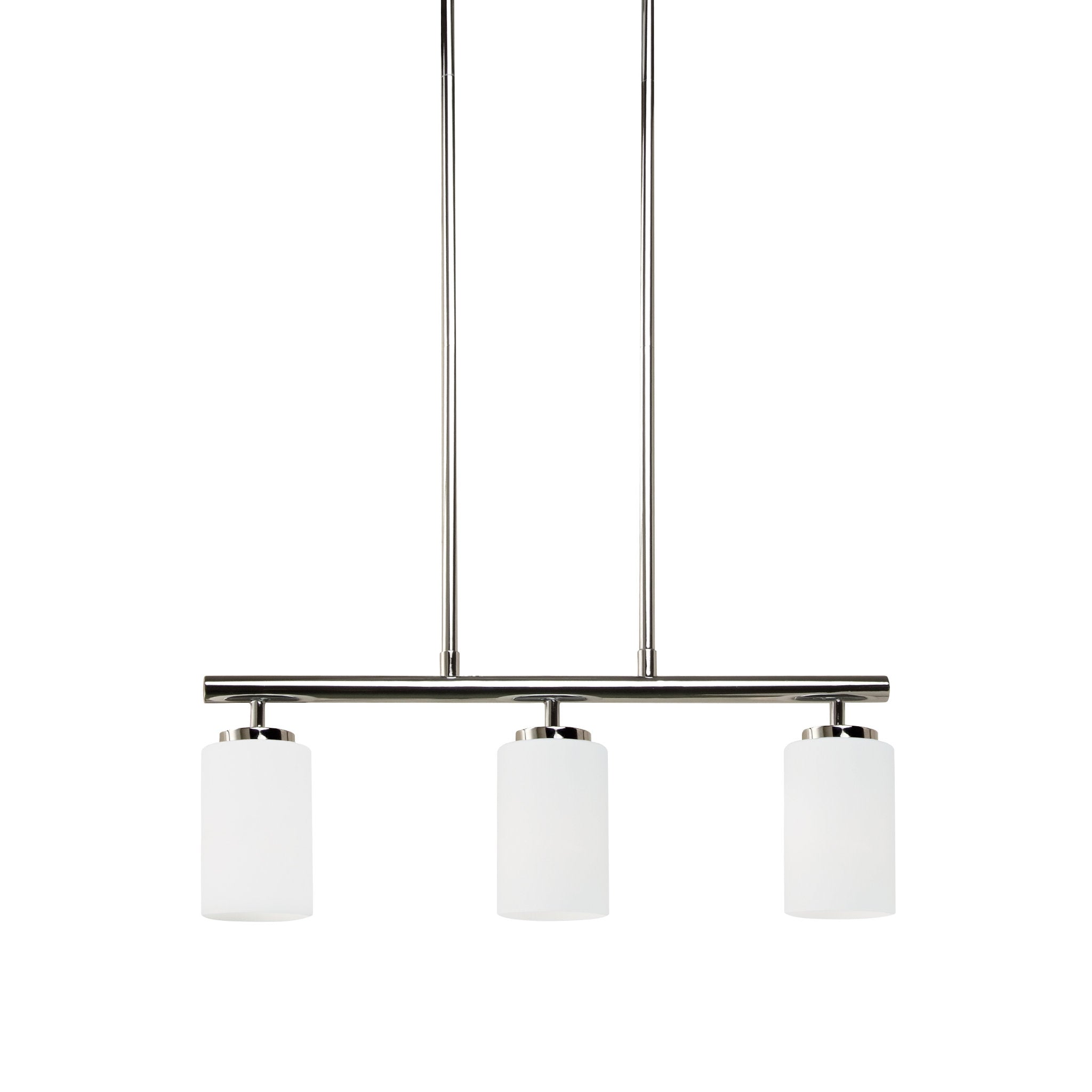 Oslo Three Light Island Pendant Contemporary Chandelier 4" Width 9.5" Height Steel Round Cased Opal Etched Shade in Chrome