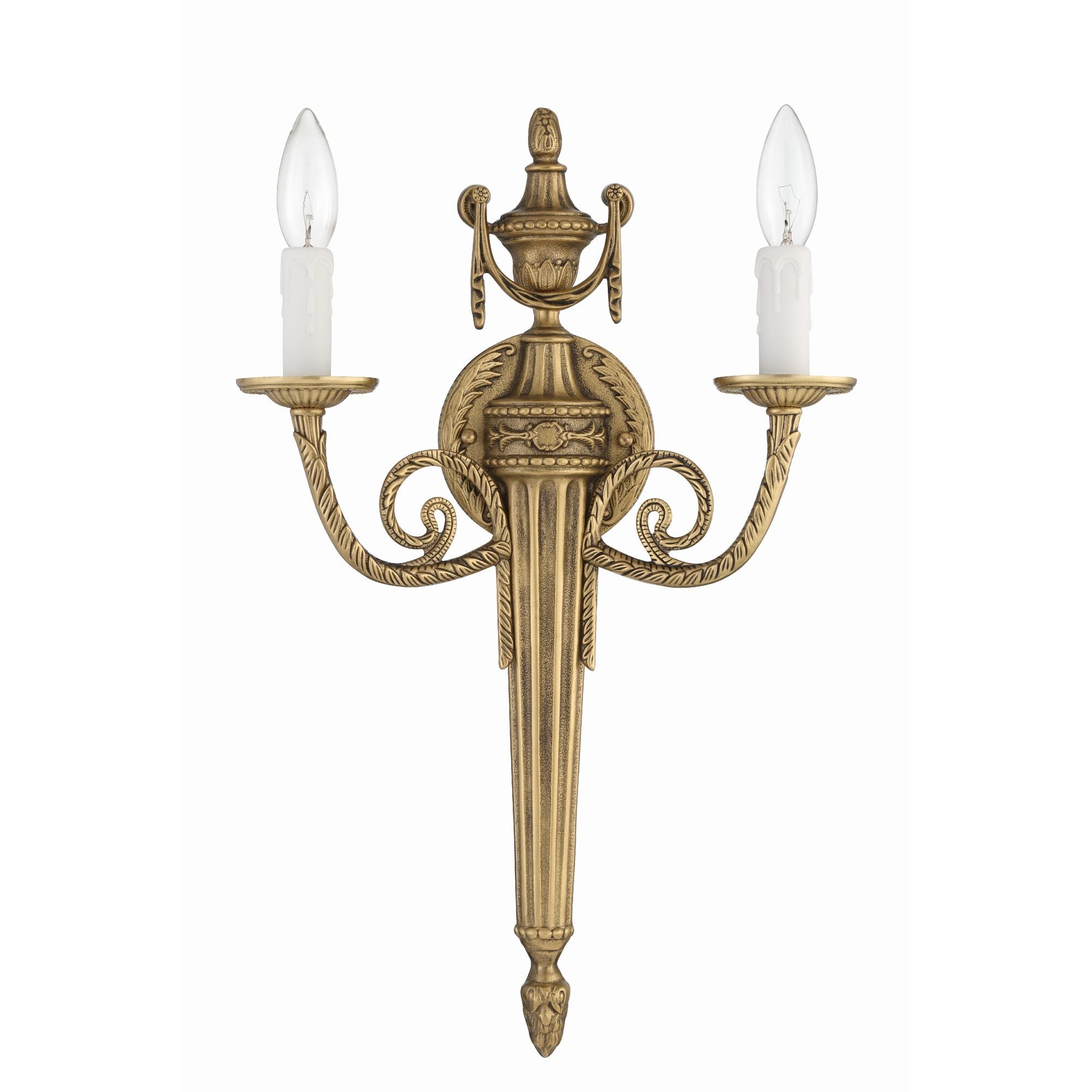 Crystorama 2 Light Matte Brass Cast Sconce 12.5"W x 20"H x 4"D