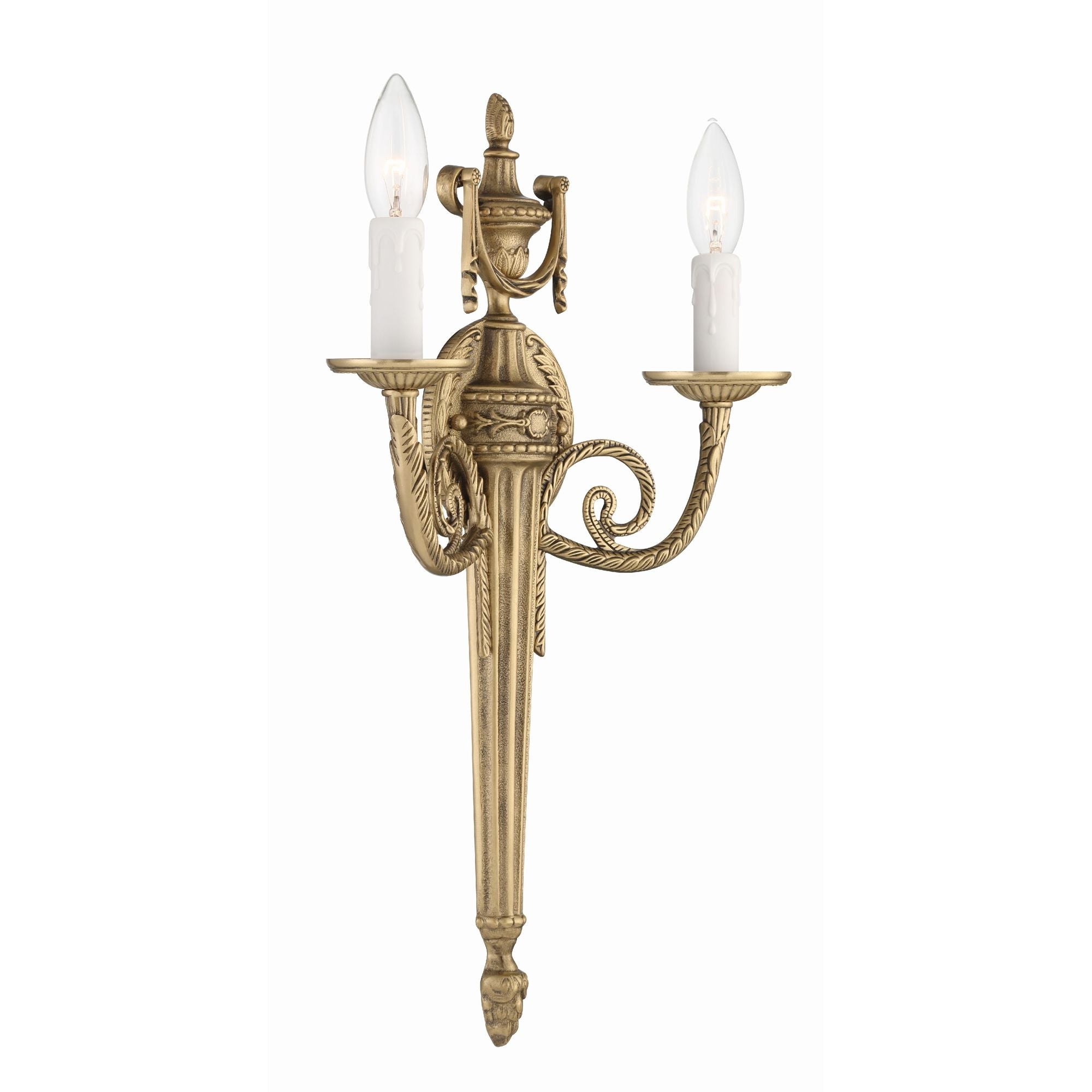 Crystorama 2 Light Matte Brass Cast Sconce 12.5"W x 20"H x 4"D