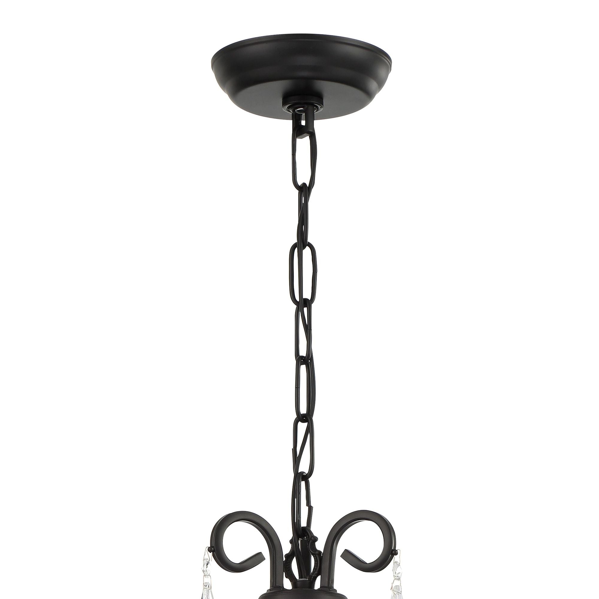 Othello 3 Light Matte Black Mini Chandelier Hand Cut Crystal Silk Shade 14"W x 17"H x 14"D