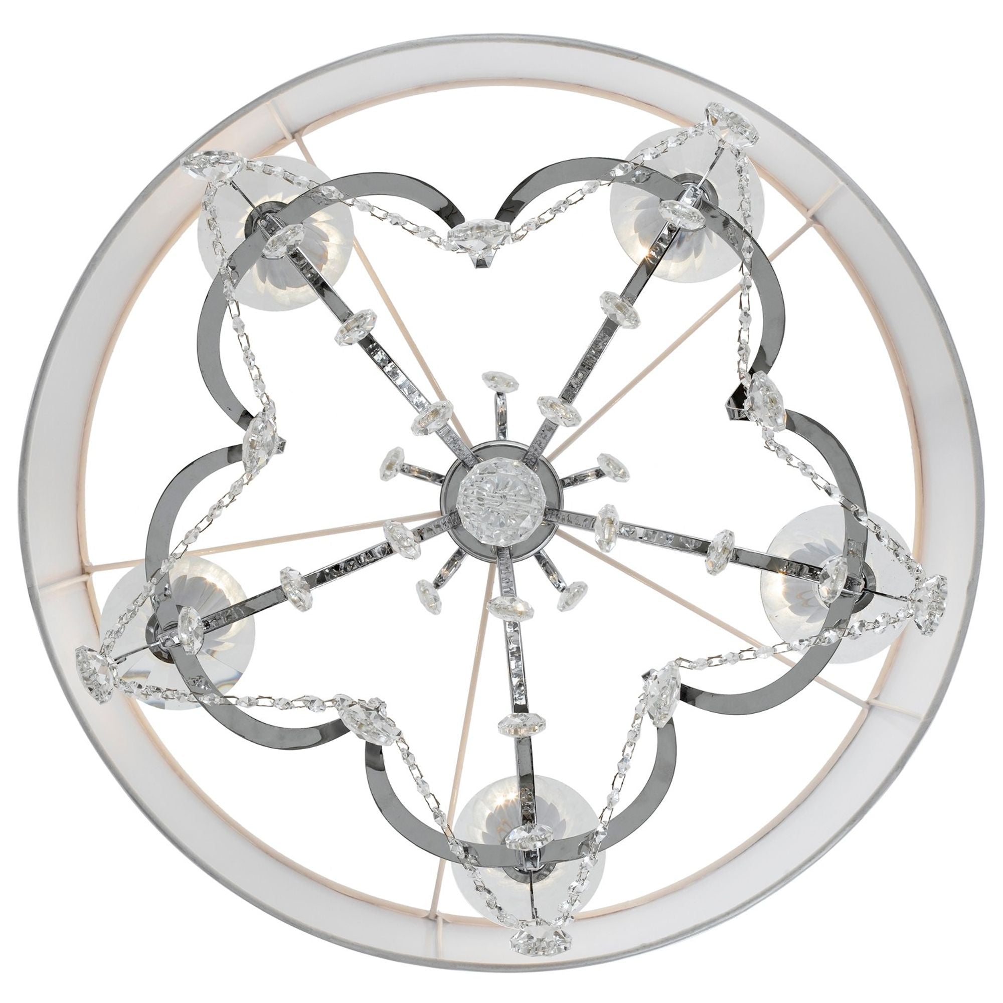 Othello 5 Light Clear Crystal Polished Chrome Chandelier Hand Cut Crystal Silk Shade 24"W x 21"H x 24"D