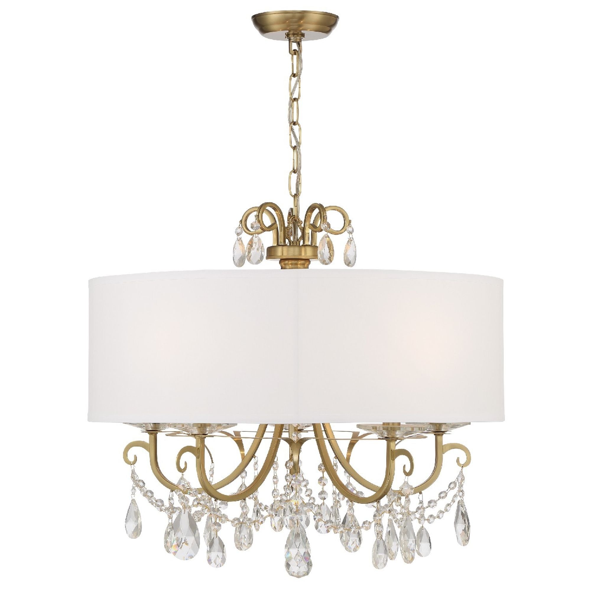 Othello 5 Light Vibrant Gold Chandelier Hand Cut Crystal Silk Shade 24"W x 21"H x 24"D