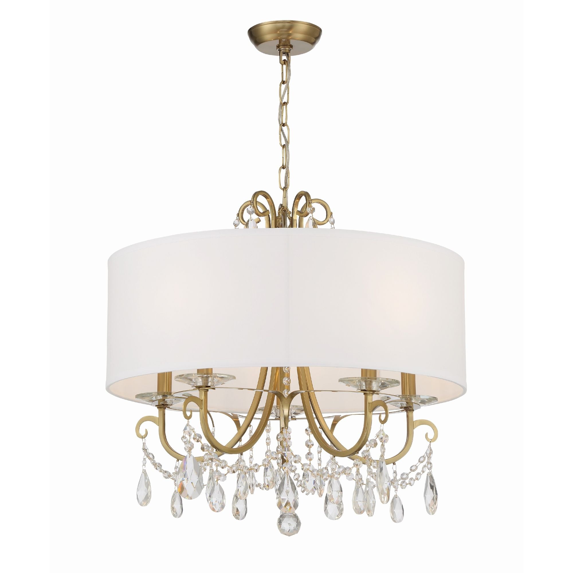 Othello 5 Light Vibrant Gold Chandelier Hand Cut Crystal Silk Shade 24"W x 21"H x 24"D
