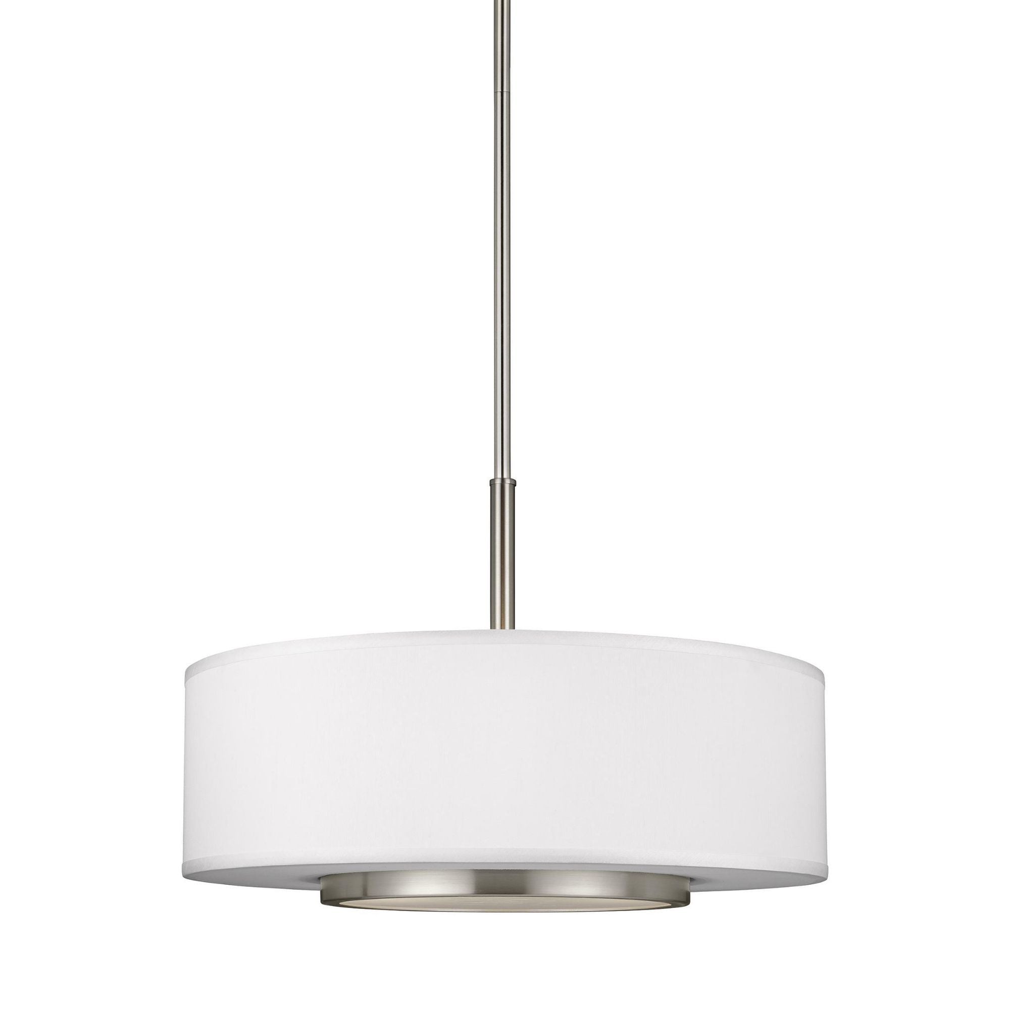 Nance Three Light Pendant LED Transitional 13.5" Height Steel Round Satin Etched Shade in Brushed Nickel
