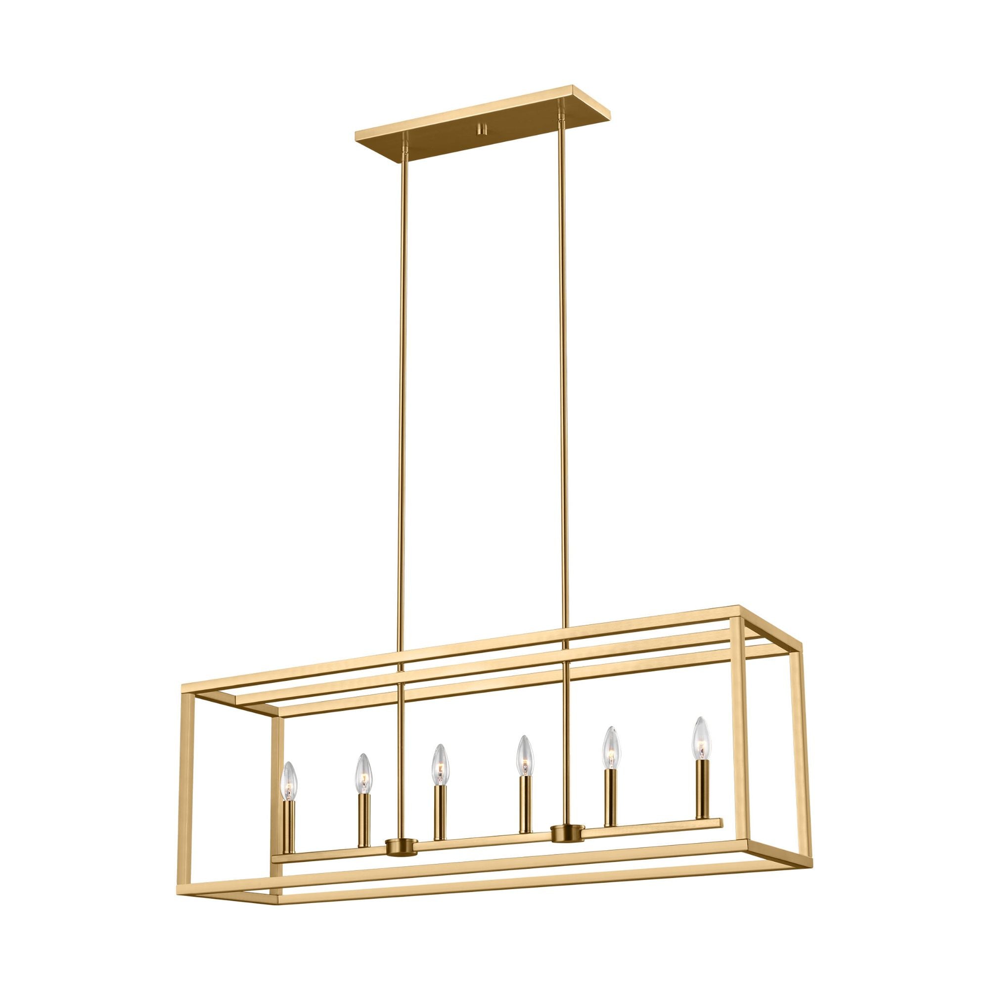 Moffet Street Six Light Island Pendant LED Transitional Chandelier 12" Width 15" Height Steel in Satin Brass