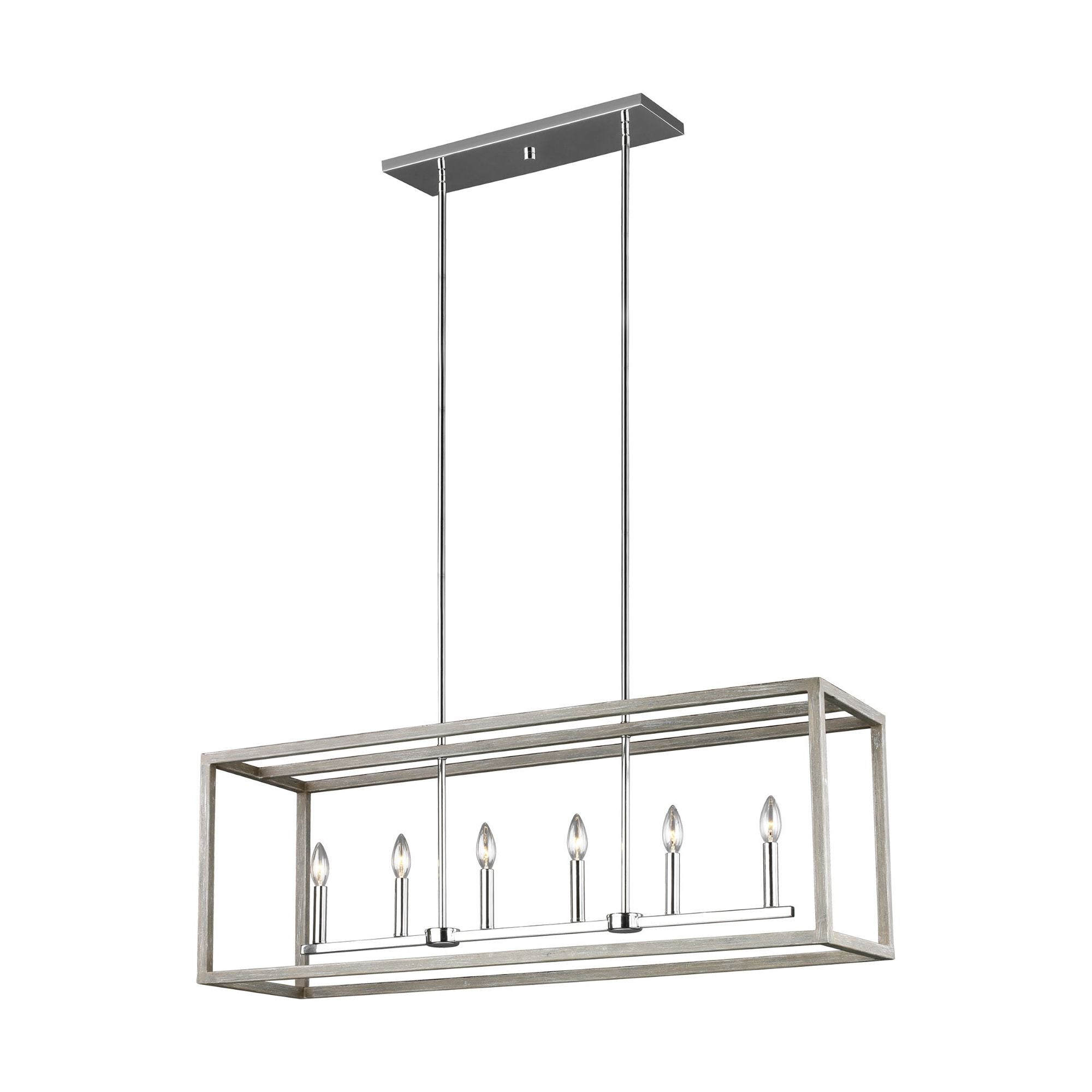 Moffet Street Six Light Island Pendant LED Transitional Chandelier 12" Width 15" Height Steel in Washed Pine