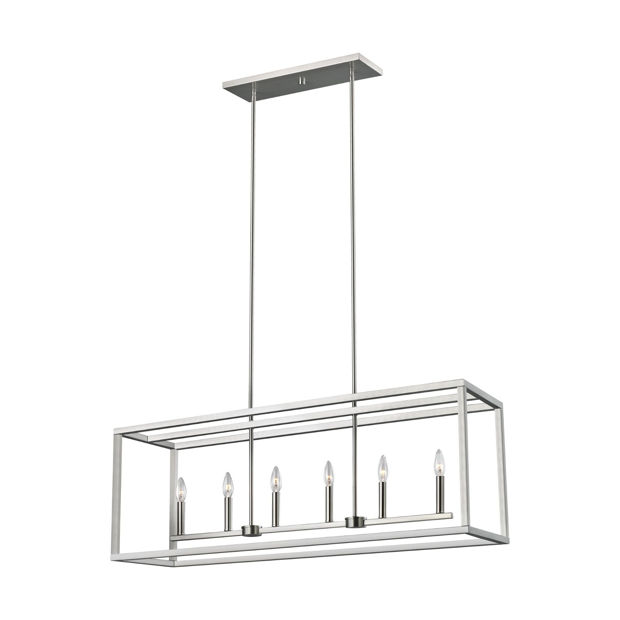 Moffet Street Six Light Island Pendant LED Transitional Chandelier 12" Width 15" Height Steel in Brushed Nickel