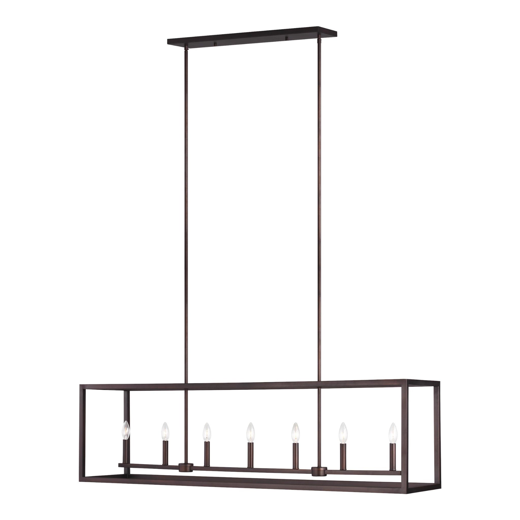 Moffet Street Long Seven Light Island Pendant Transitional Chandelier 12" Width 15" Height Steel in Bronze