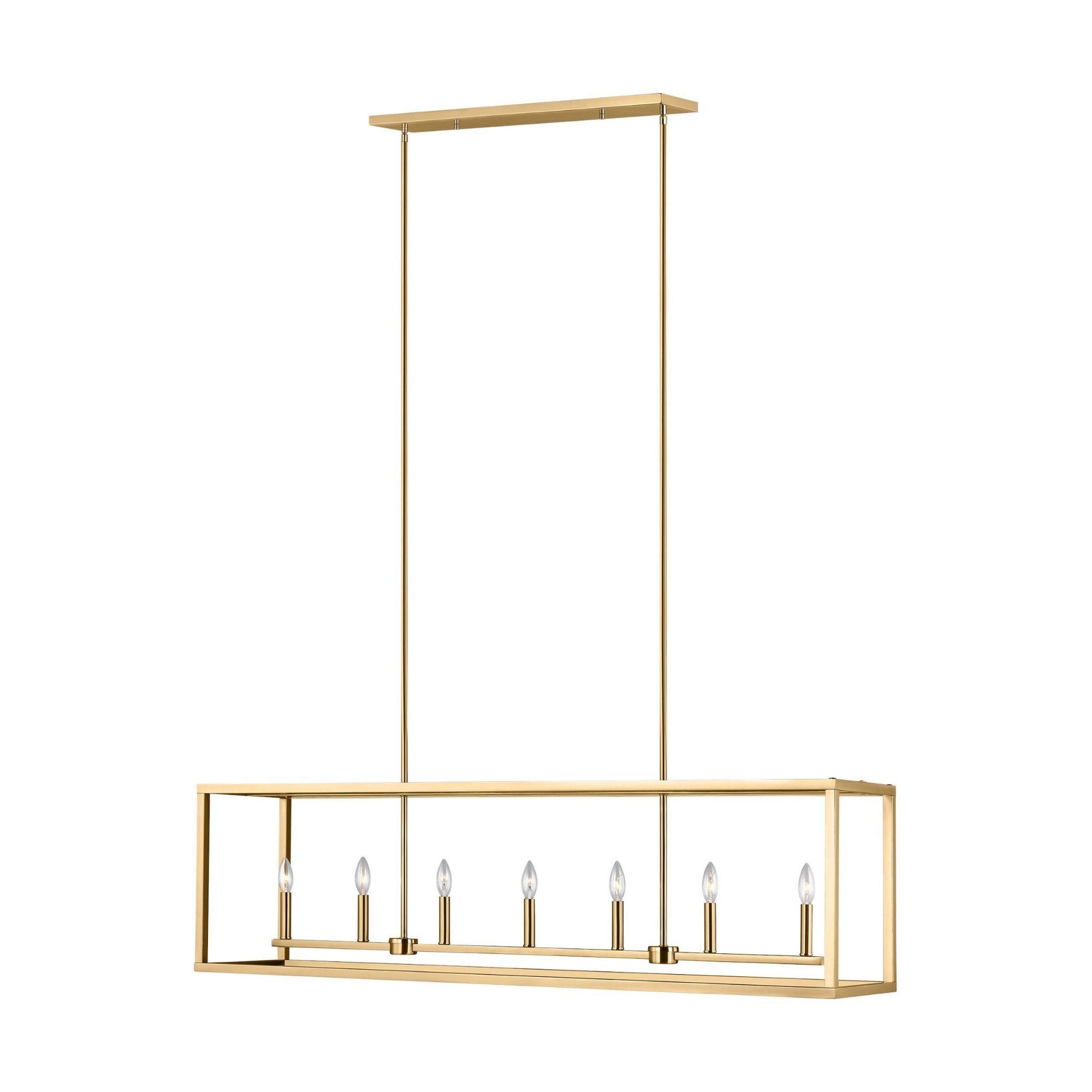 Moffet Street Long Seven Light Island Pendant LED Transitional Chandelier 12" Width 15" Height Steel in Satin Brass