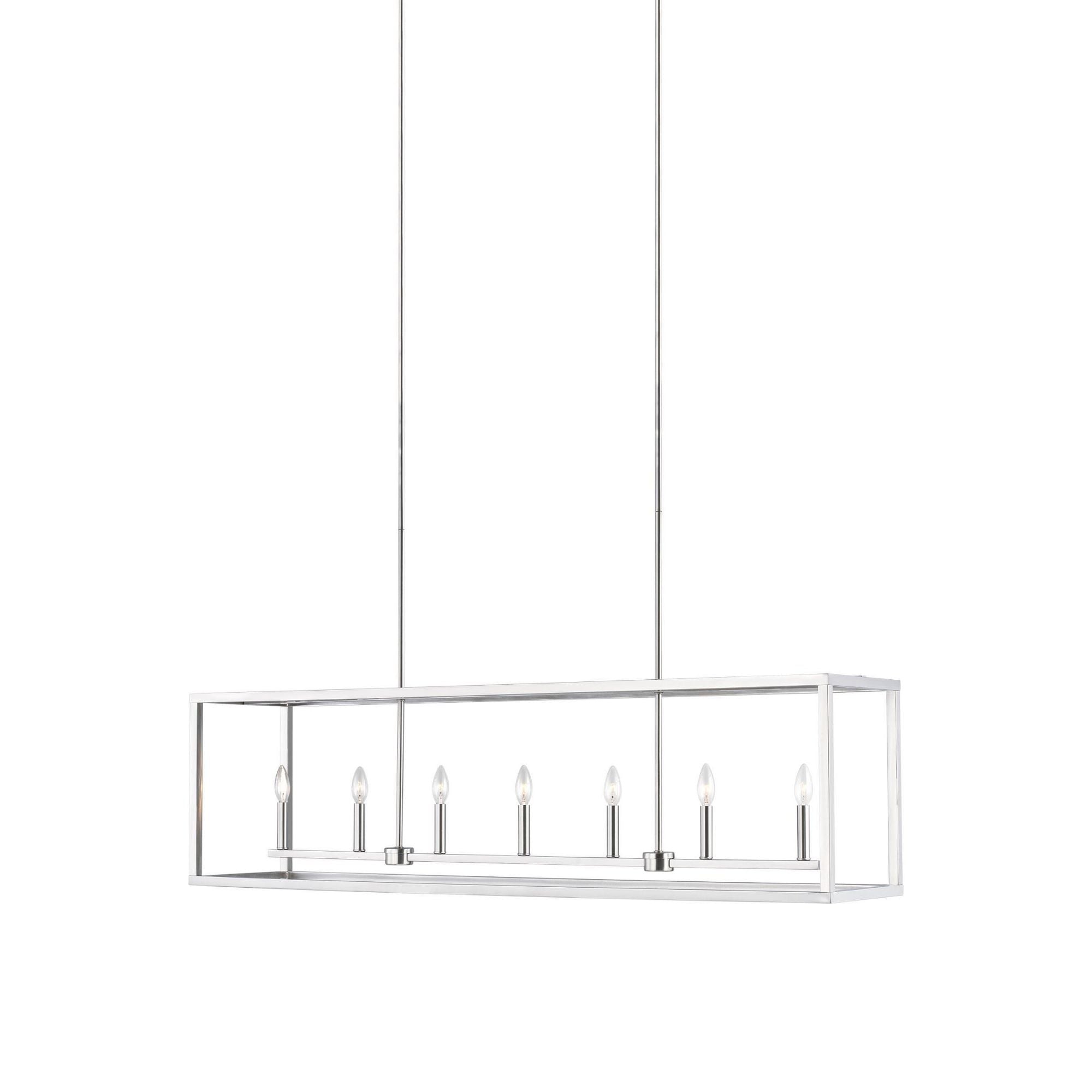 Moffet Street Long Seven Light Island Pendant LED Transitional Chandelier 12" Width 15" Height Steel in Brushed Nickel